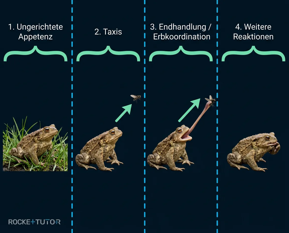 Jagdverhalten der Erdkröte Phasen