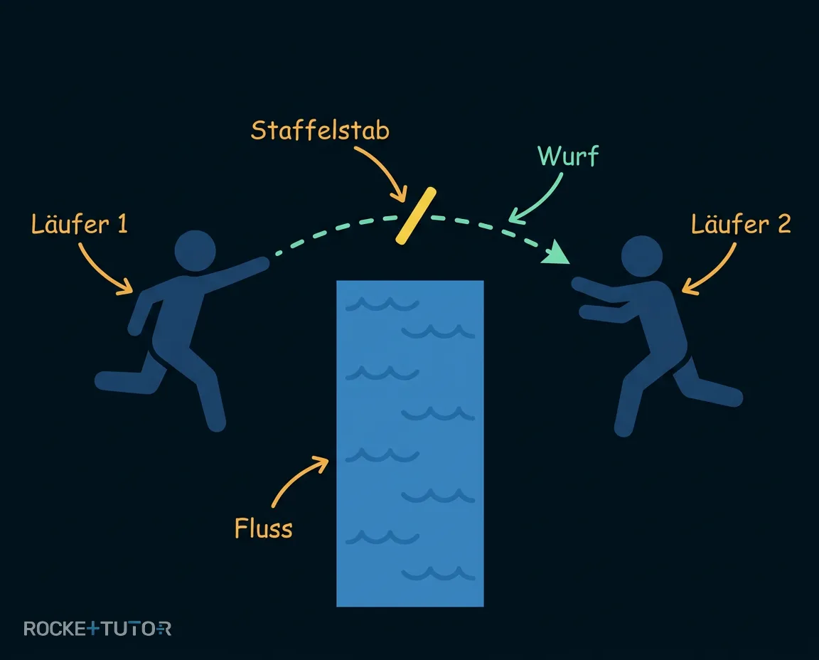 Staffellauf über einen Fluss