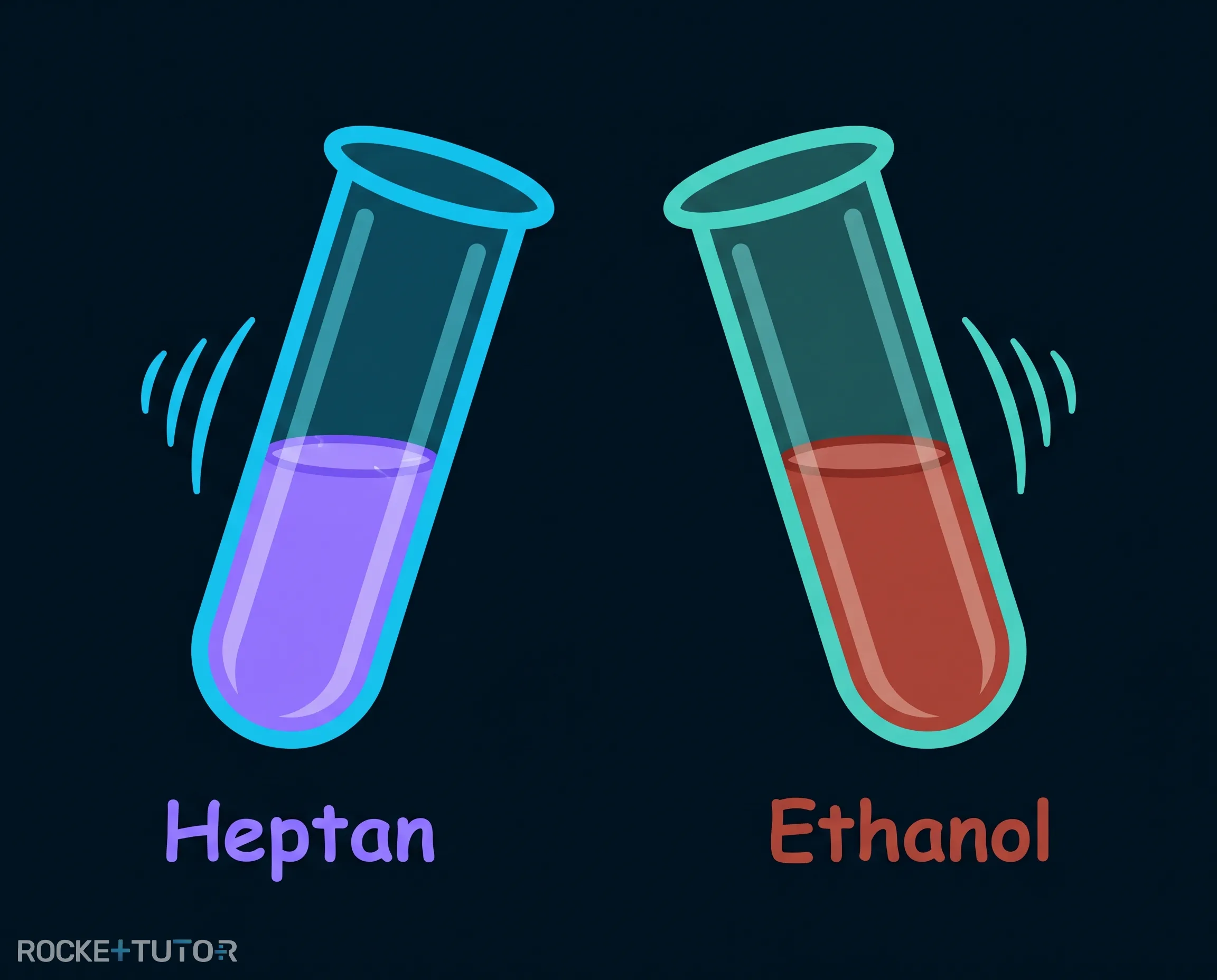 Reagenzgläser mit violetter und rotbrauner Lösung