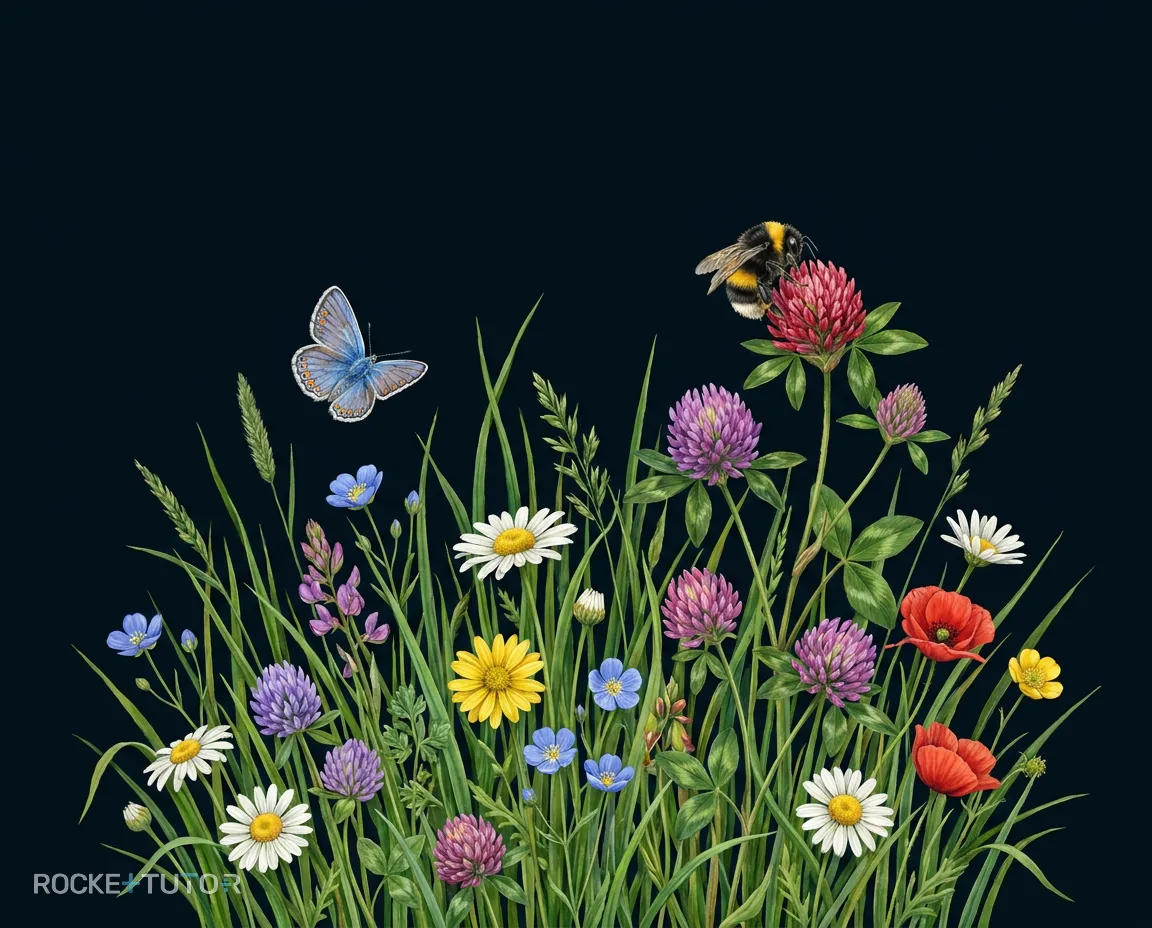 Bunte Sommerwiese mit Blumen
