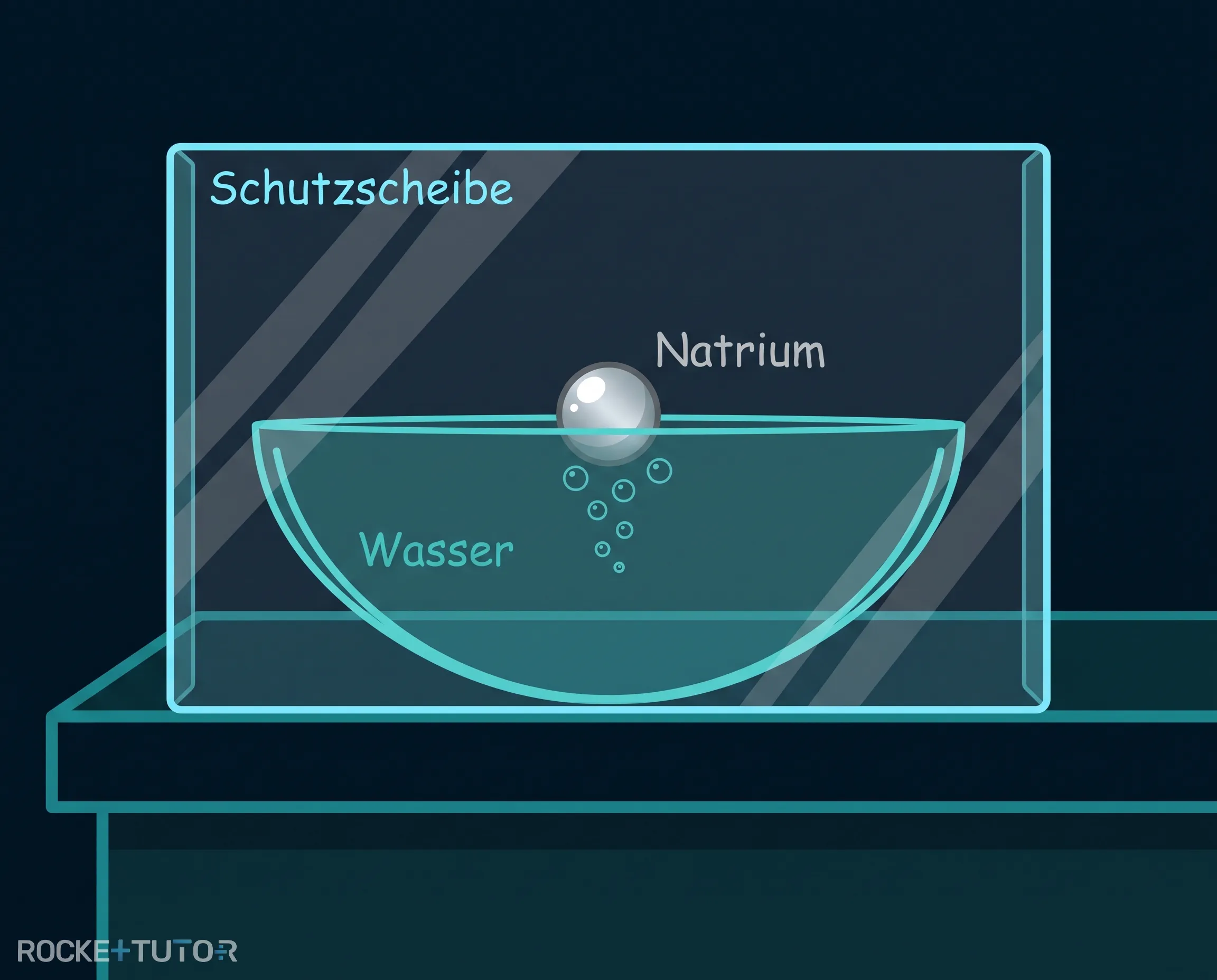 Natriumstück auf der Wasseroberfläche