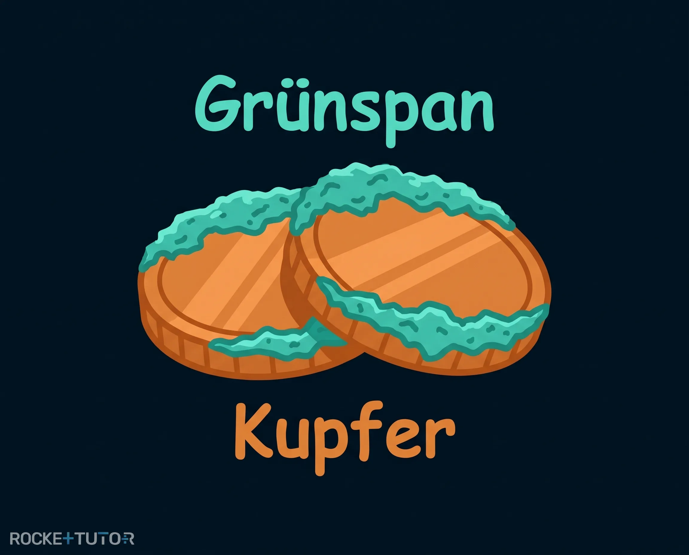 Grünspan auf Kupfermünze
