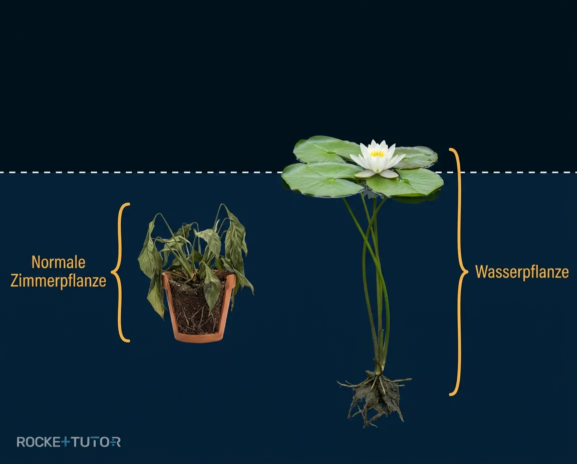 Zimmerpflanze unter Wasser