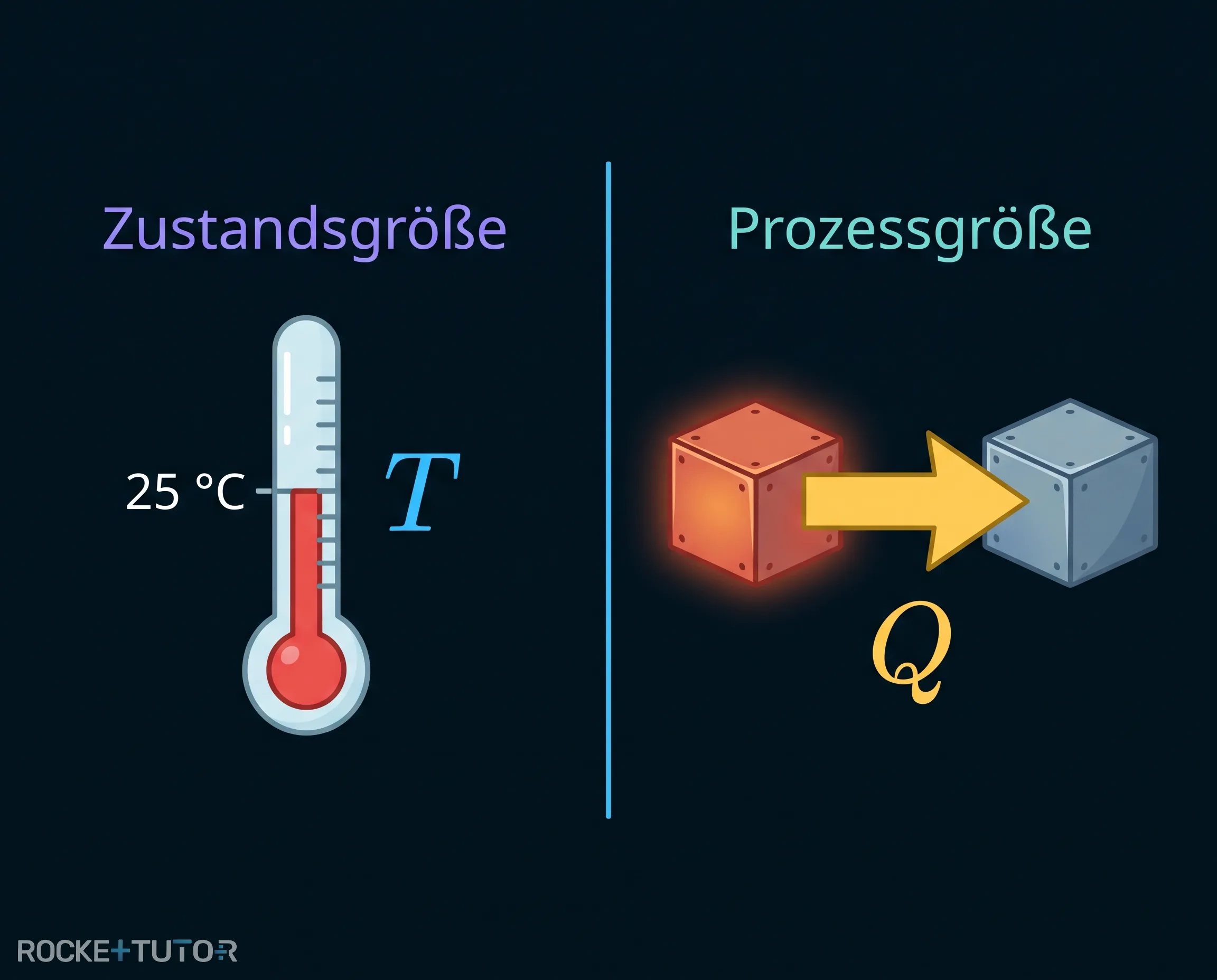 Zustandsgrößen und Prozessgrößen im Vergleich