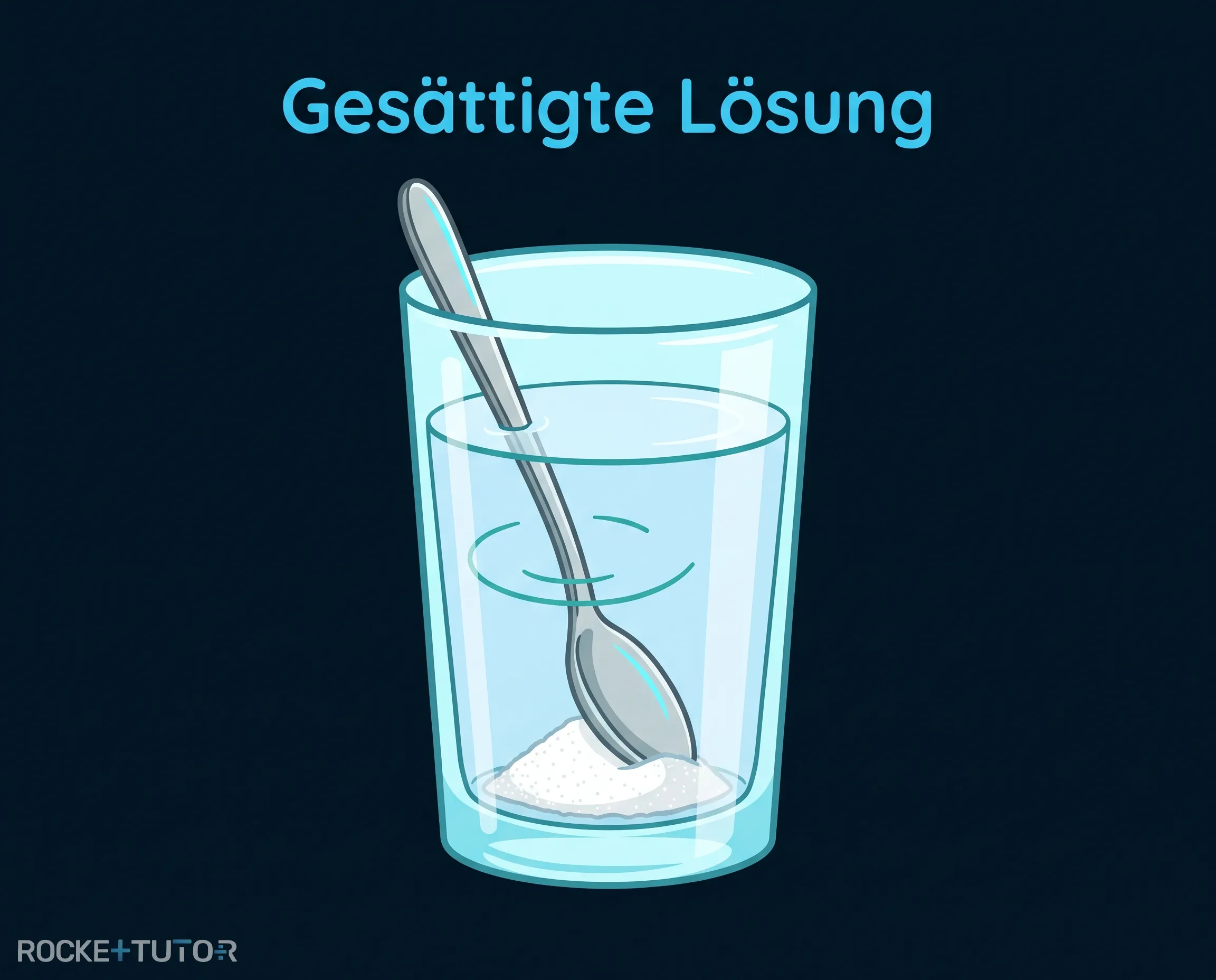 Glas mit gesättigter Lösung und Bodenkörper