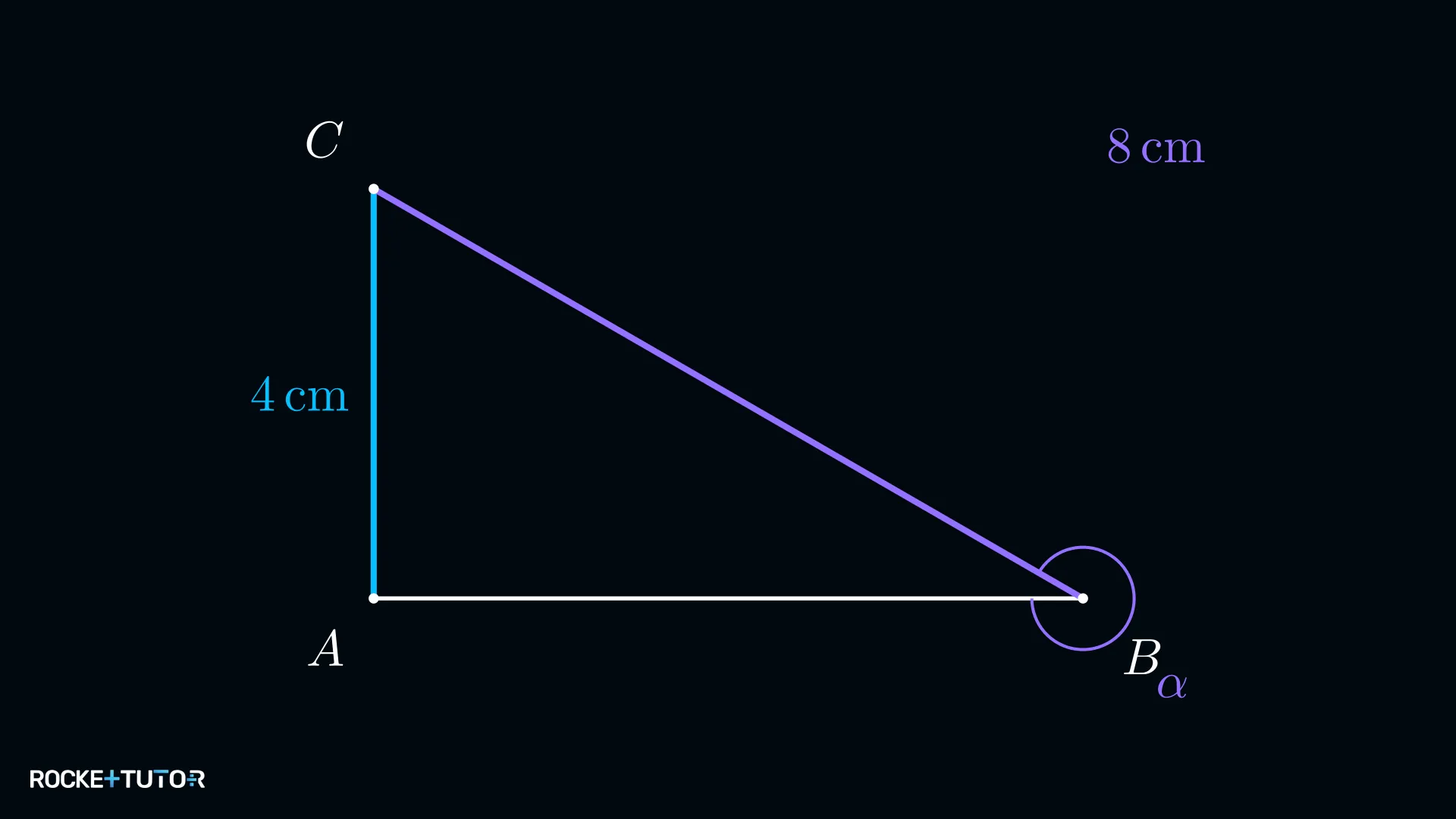Konstruiertes rechtwinkliges Dreieck mit Gegenkathete 1 und Hypotenuse 2