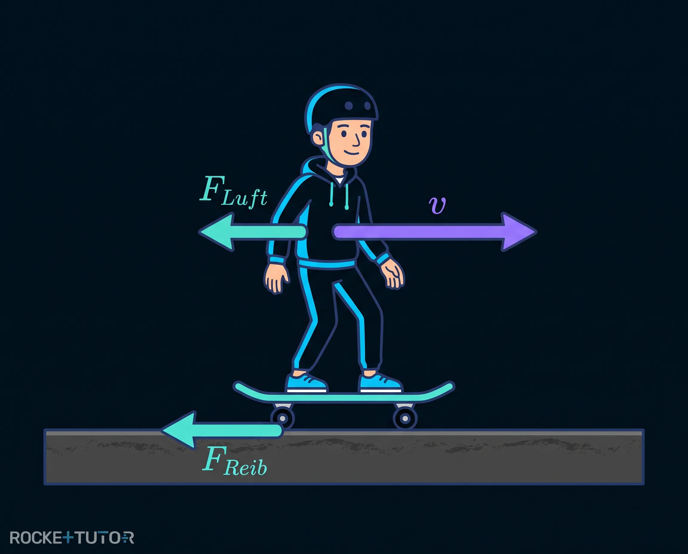 Skateboarder auf flacher Straße