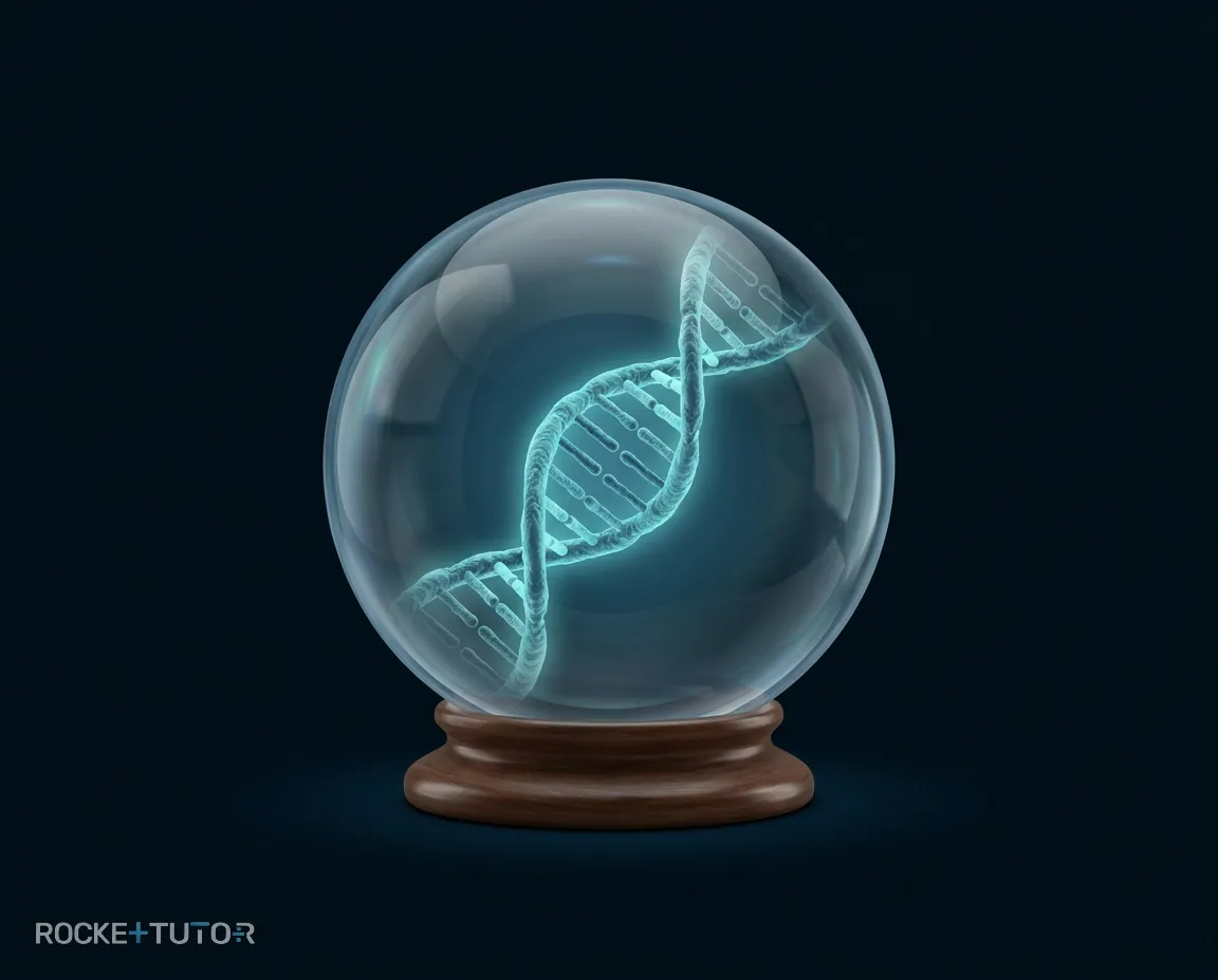 Kristallkugel mit DNA-Strang