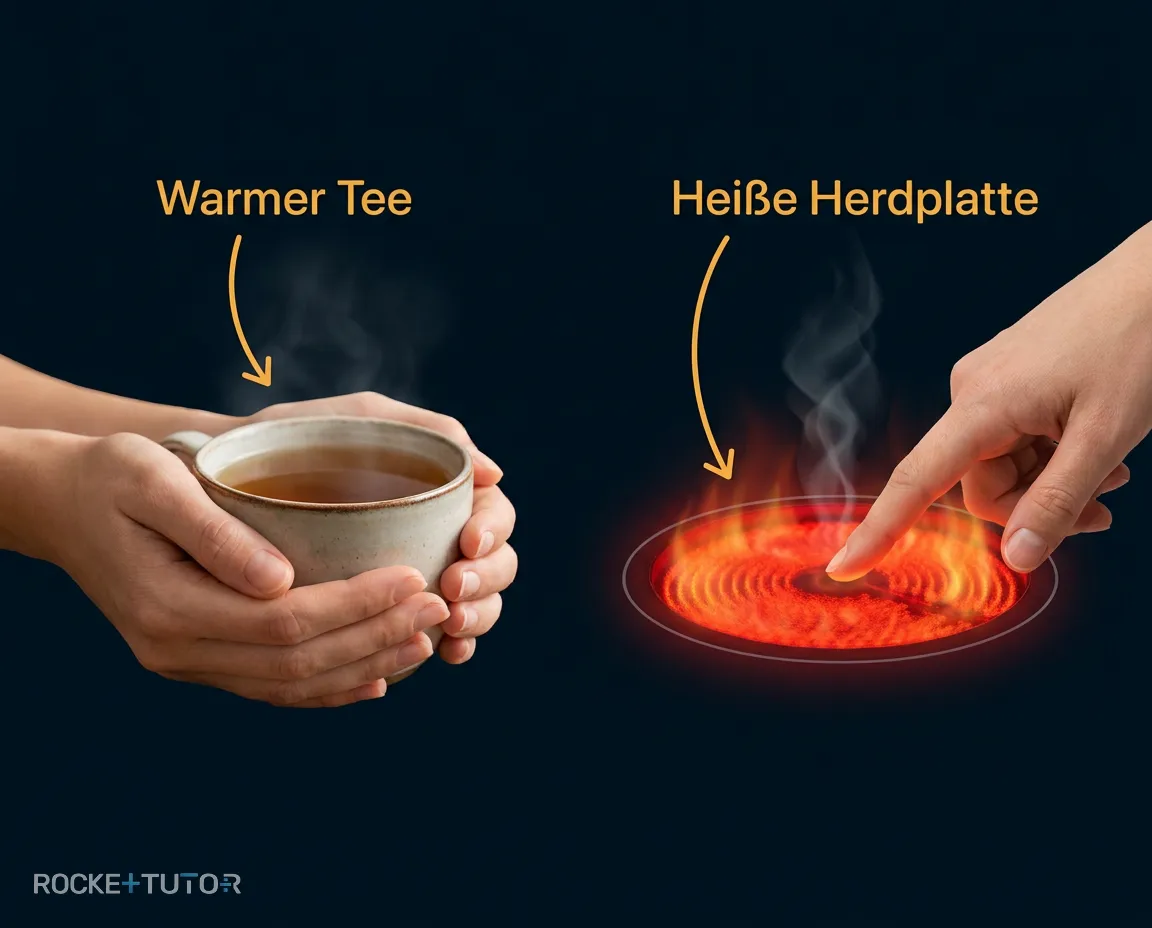 Hand berührt heiße Herdplatte