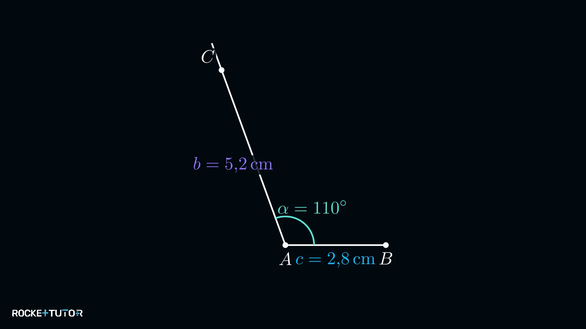 Seite b = 5,2 cm auf Strahl abgetragen, Punkt C markiert