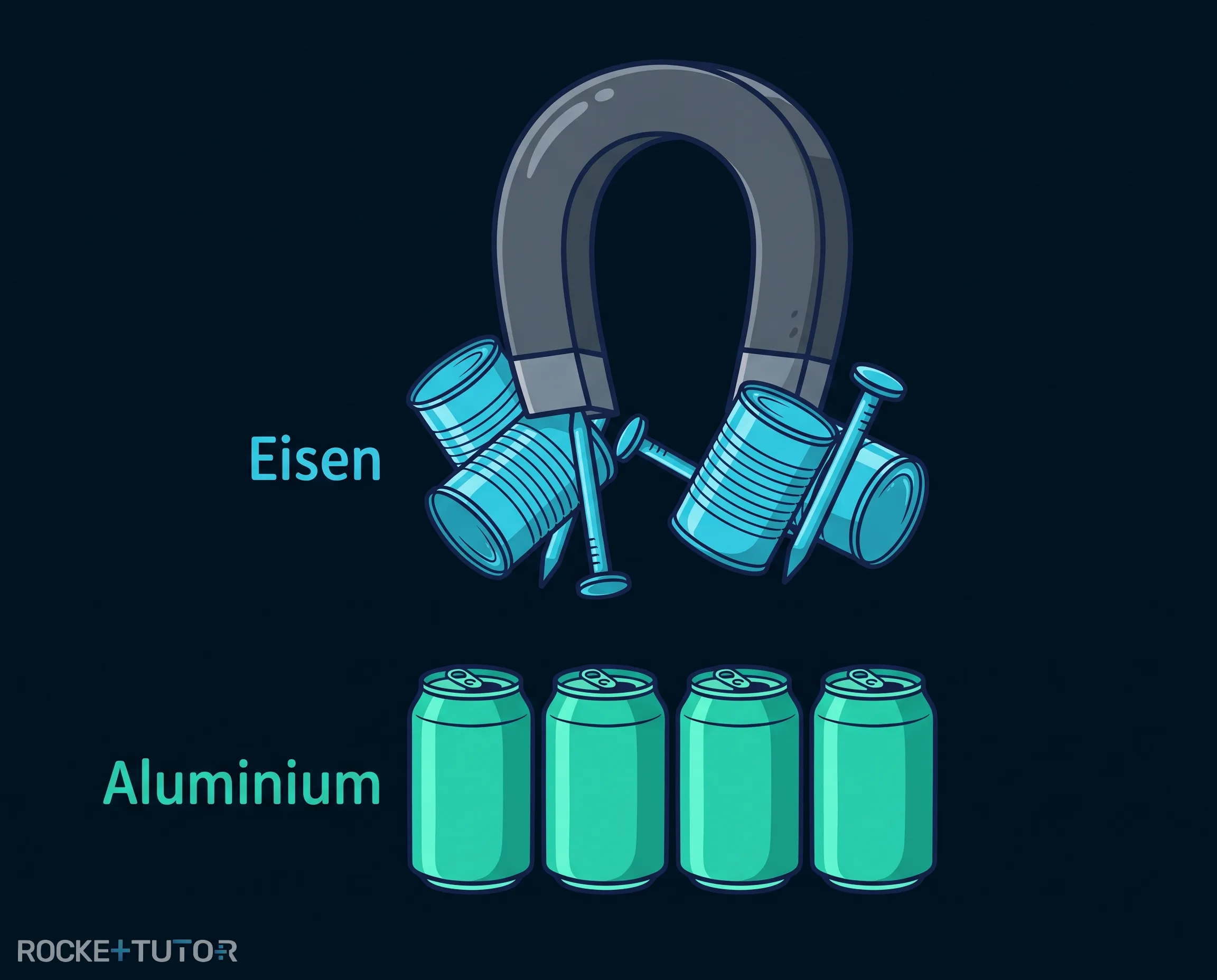 Magnet zieht Eisen aus Müll