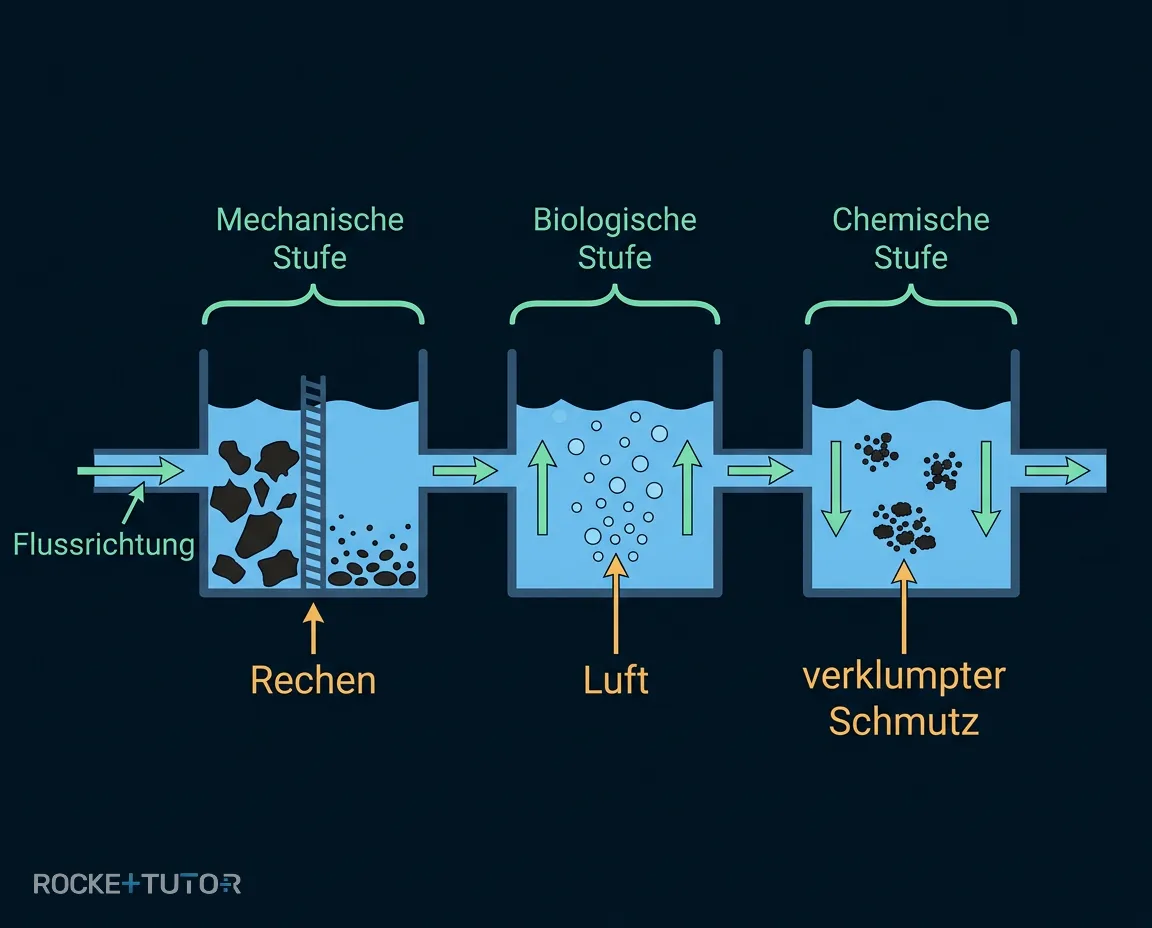 Drei Stufen der Abwasserreinigung