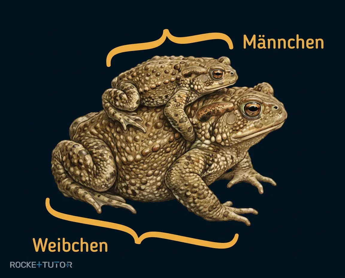 Erdkröte mit Männchen auf dem Rücken