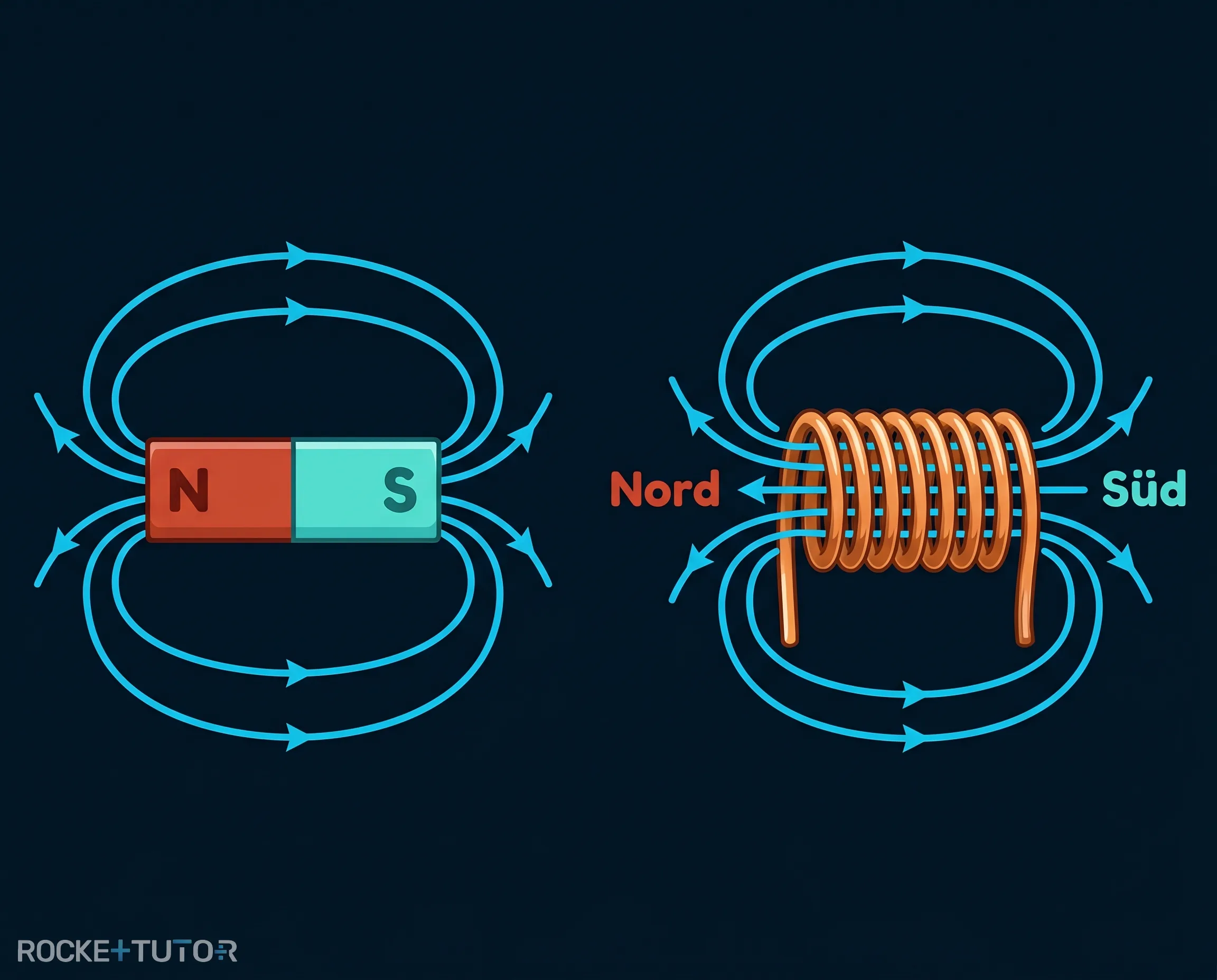 Magnetfeldlinien einer stromdurchflossenen Spule
