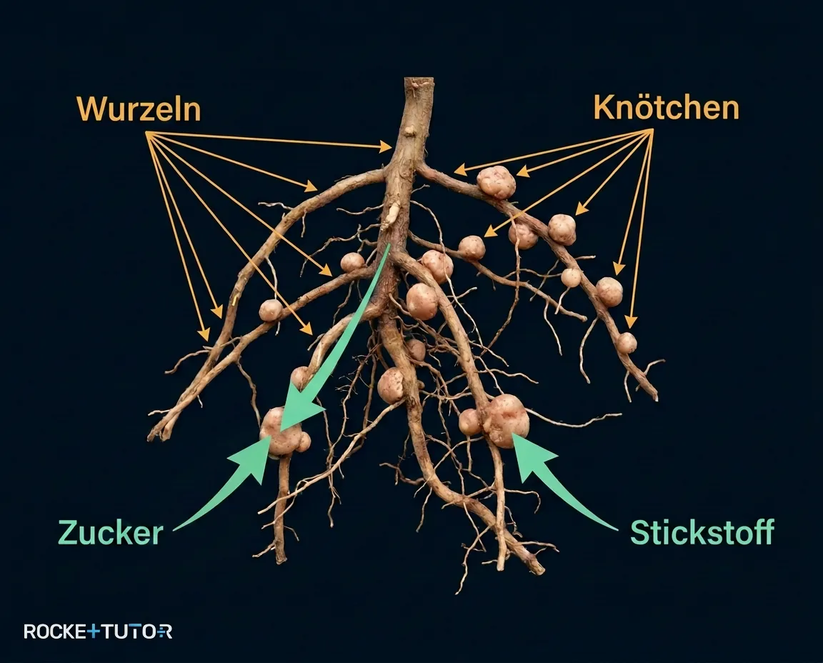 Knöllchenbakterien an Pflanzenwurzeln