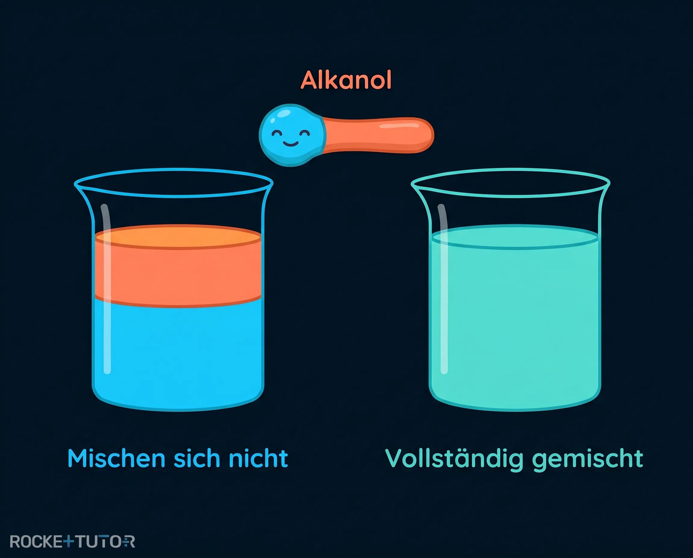 Alkanol löst Fett und Wasser