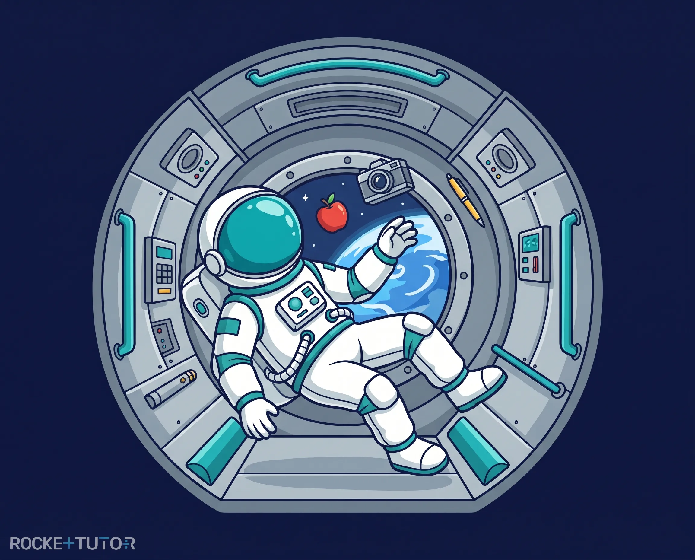 Astronaut schwebt in Raumstation