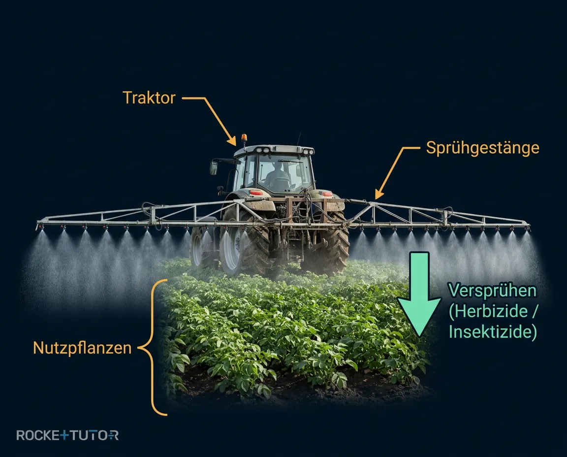 Traktor versprüht Pflanzenschutzmittel