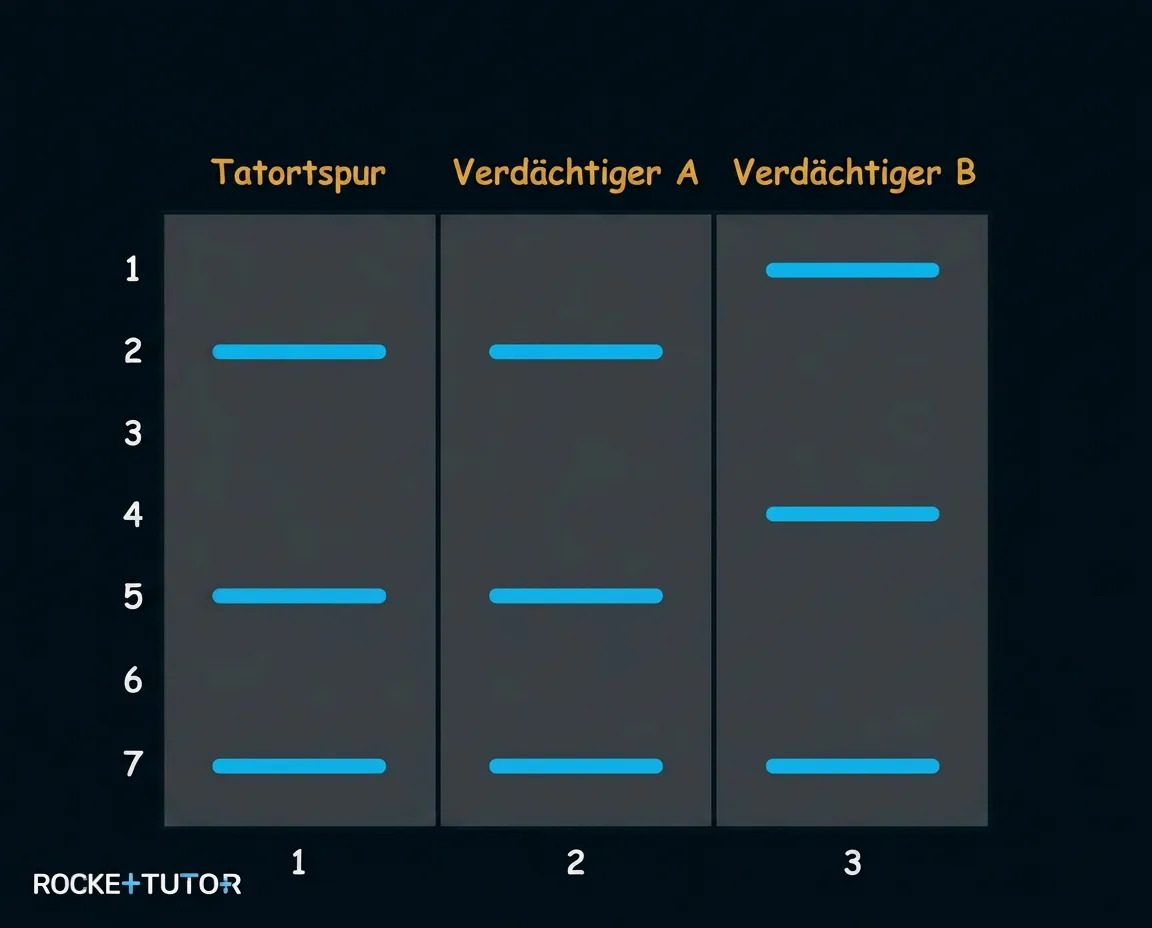 Bandenmuster der drei DNA Spuren