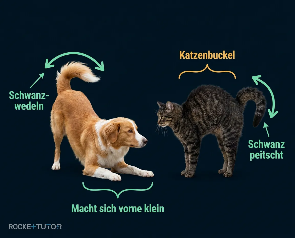 Hund und Katze stehen sich gegenüber