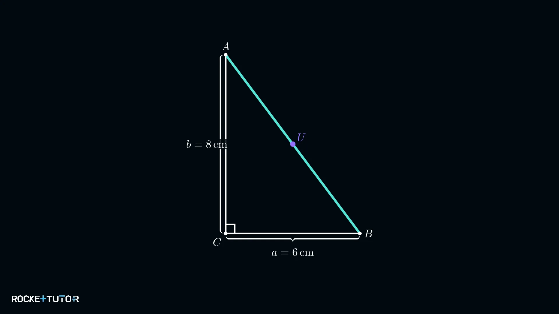 Hypotenuse AB mit markiertem Mittelpunkt U