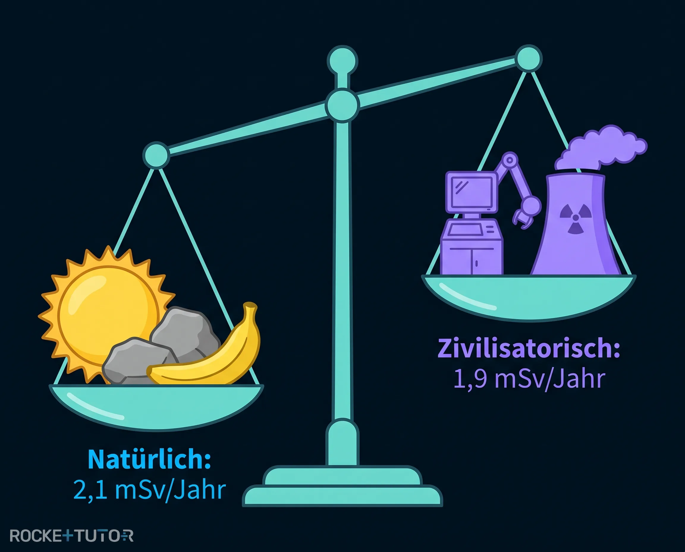 Diagramm der natürlichen und zivilisatorischen Strahlenquellen