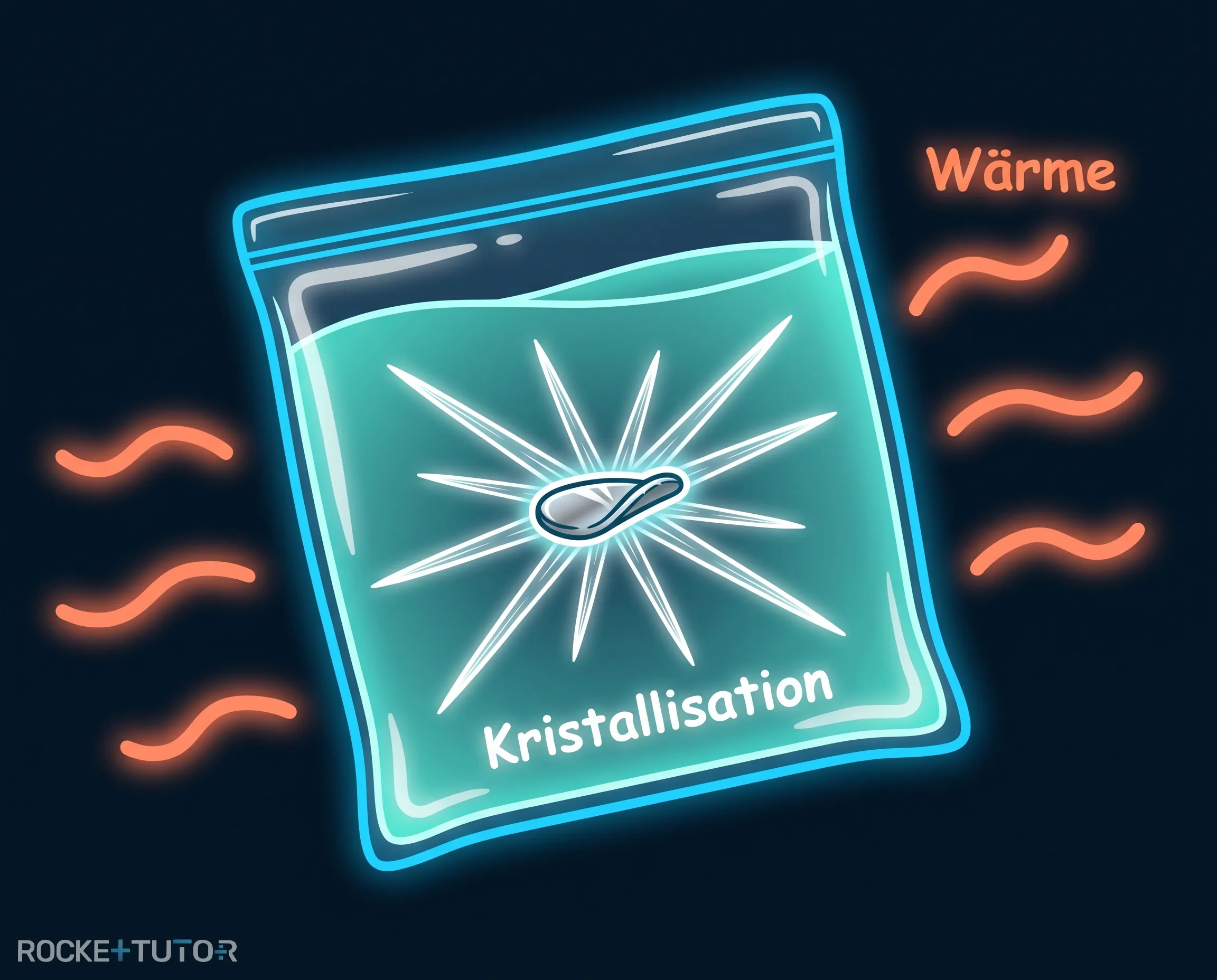 Kristallisierter fester Taschenwärmer nach dem Knicken