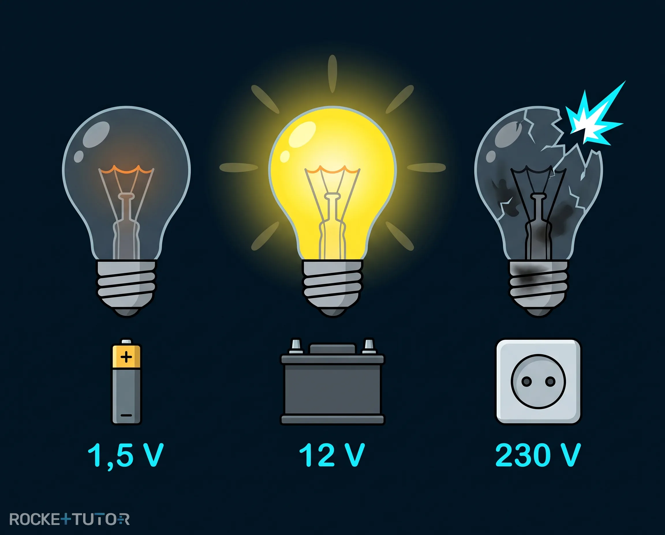 Auswirkungen unterschiedlicher Spannungen auf Lampe
