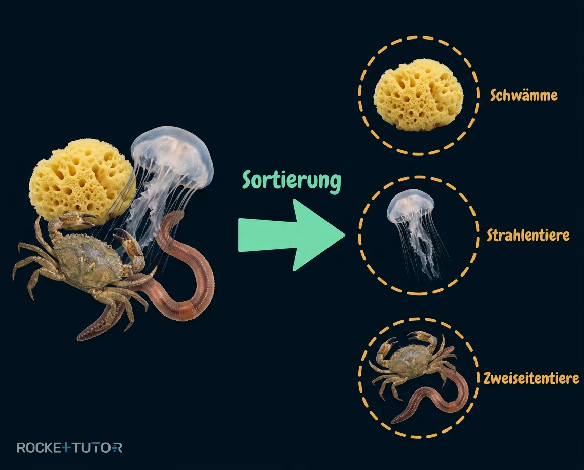 Verschiedene wirbellose Tiere
