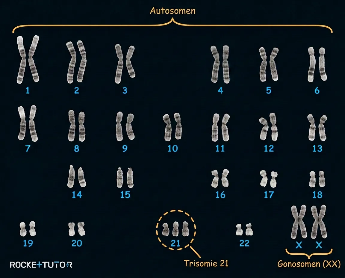 Karyogramm mit Trisomie 21