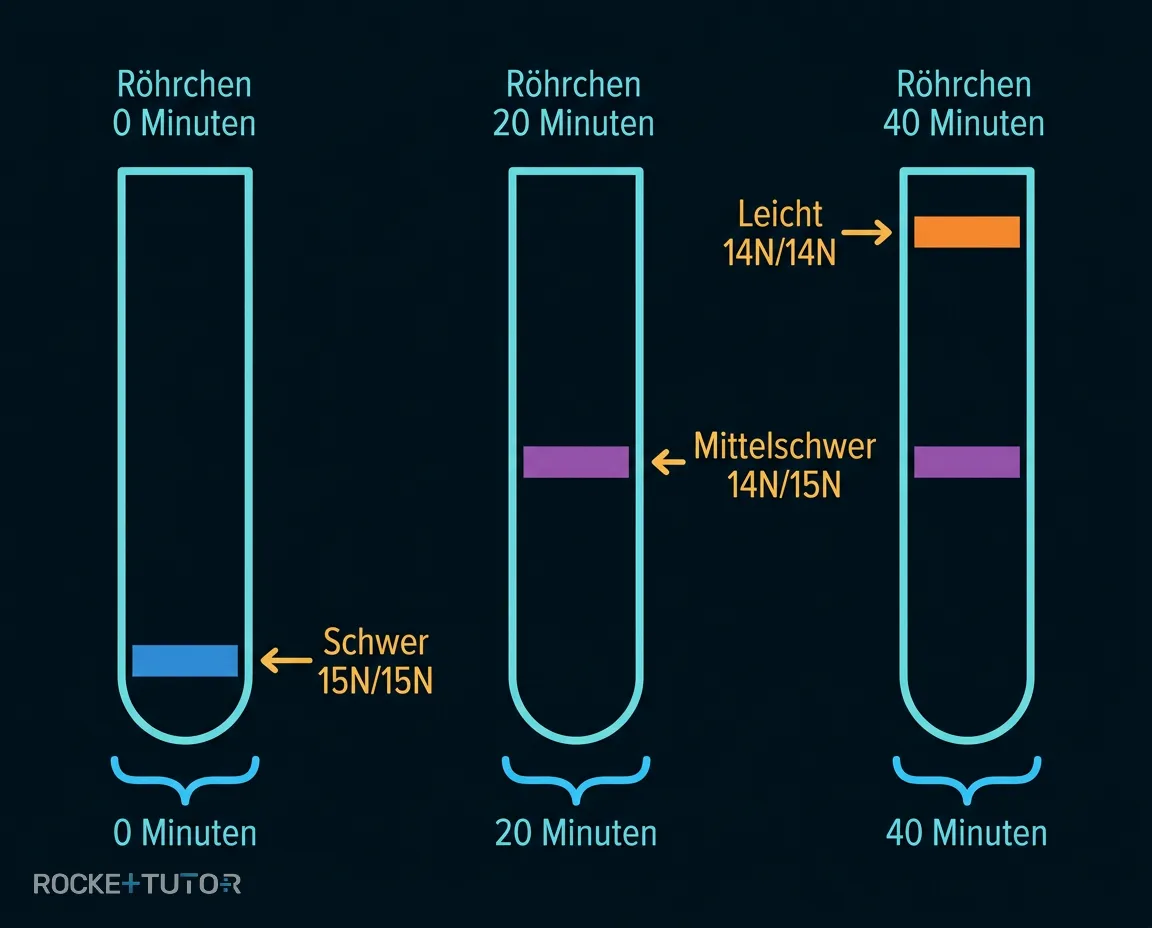 Bandenmuster im Meselson-Stahl-Experiment