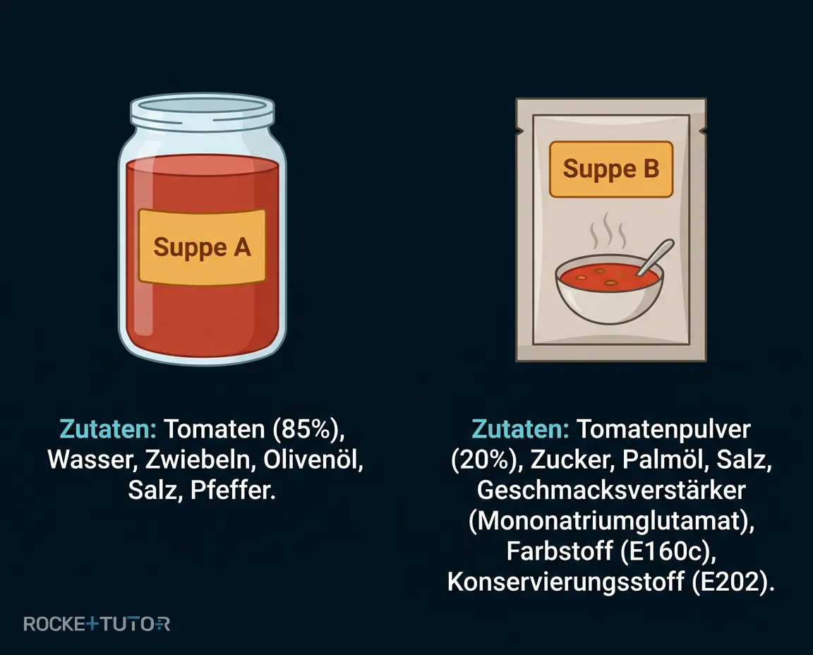 Zutatenliste und Zusatzstoffe