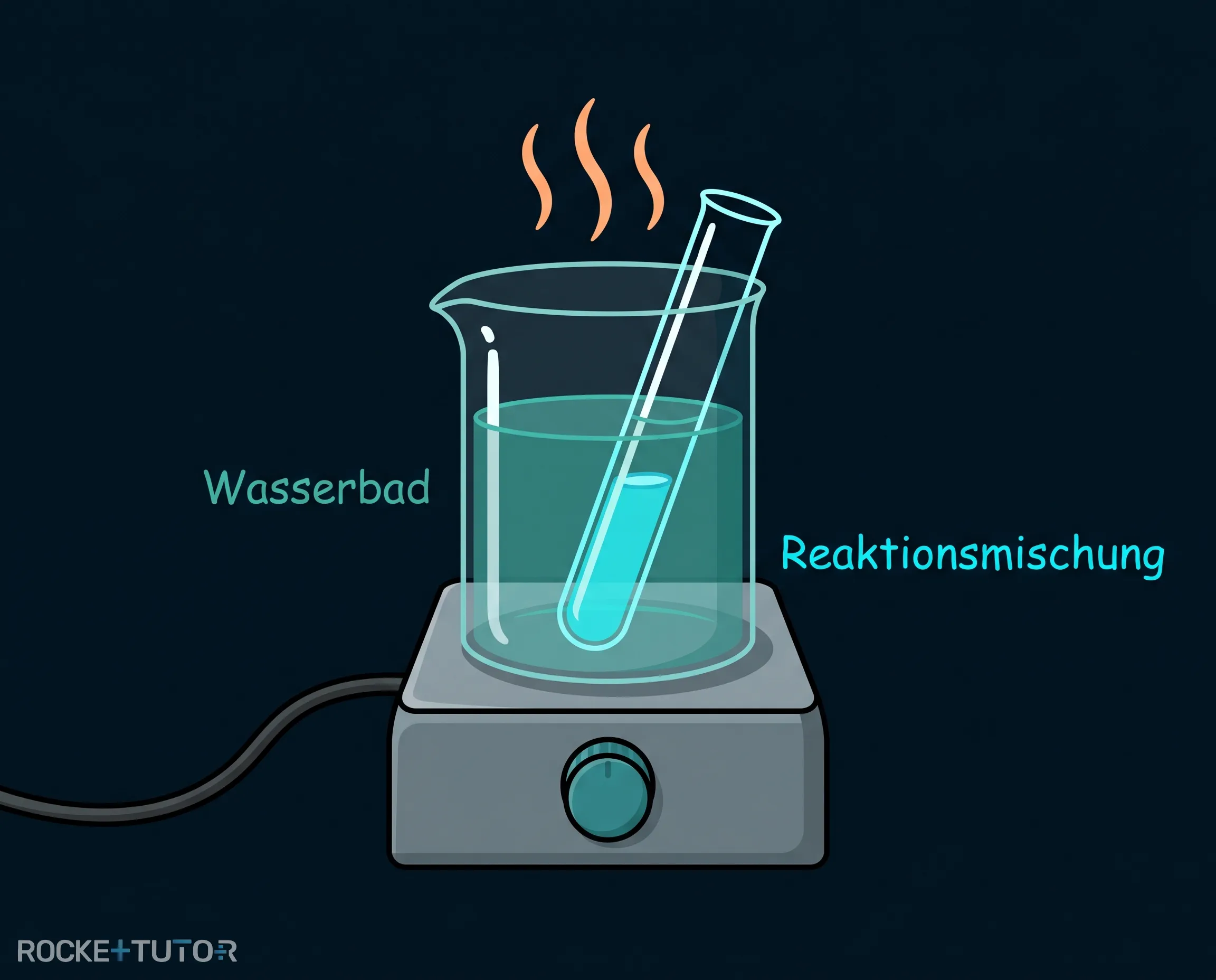 Reagenzglas im heißen Wasserbad