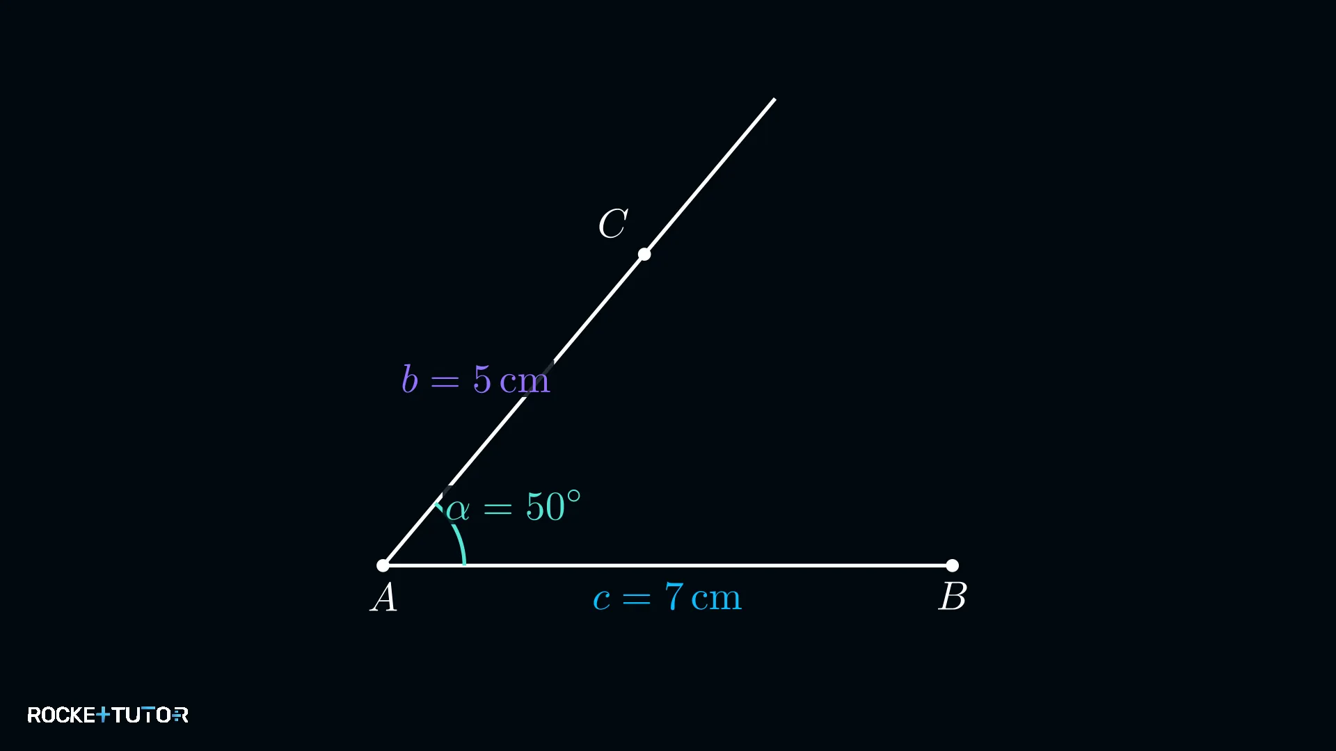 Seite b = 5 cm auf dem Strahl abgetragen, Punkt C markiert