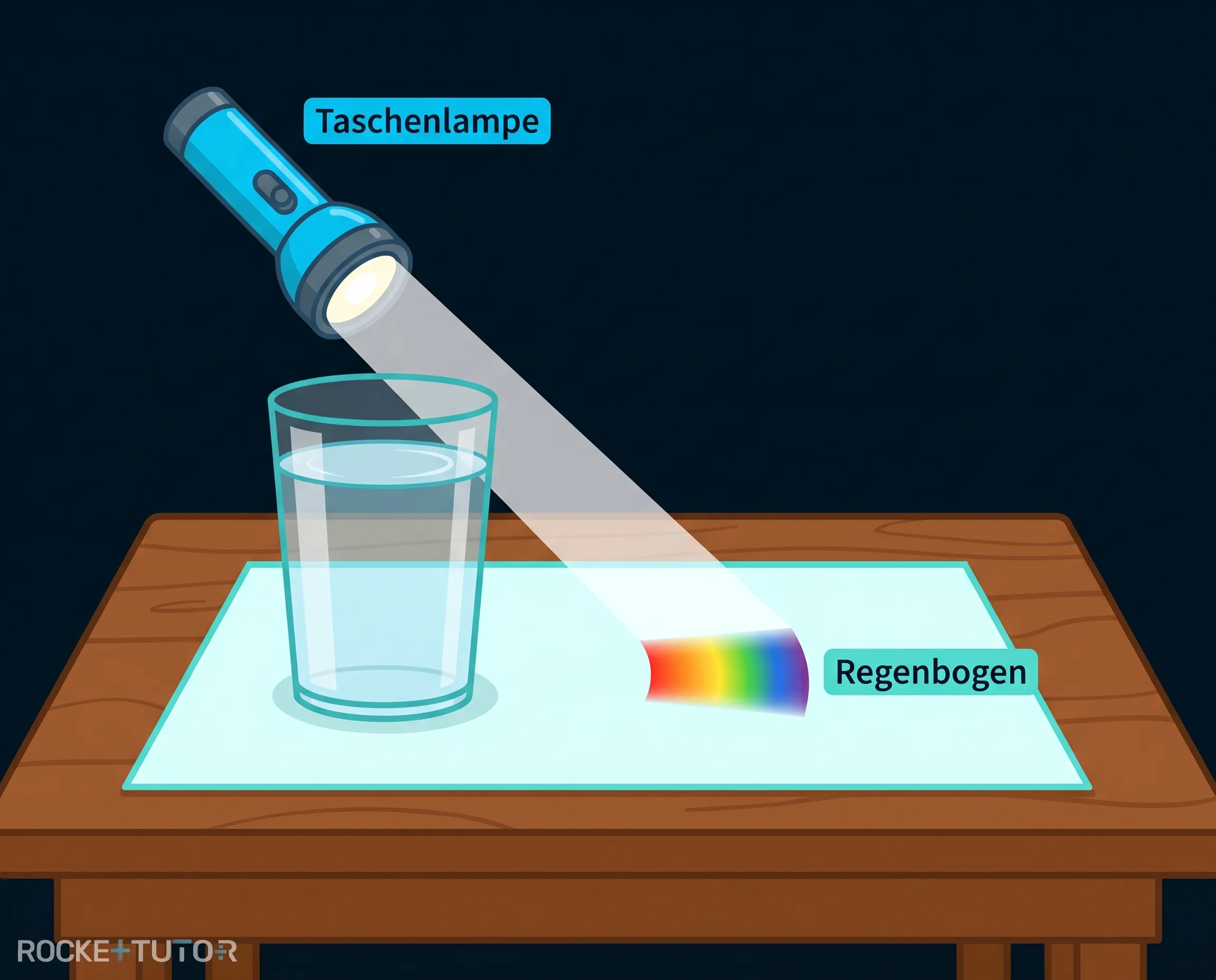 Wasserglas Regenbogen Experiment
