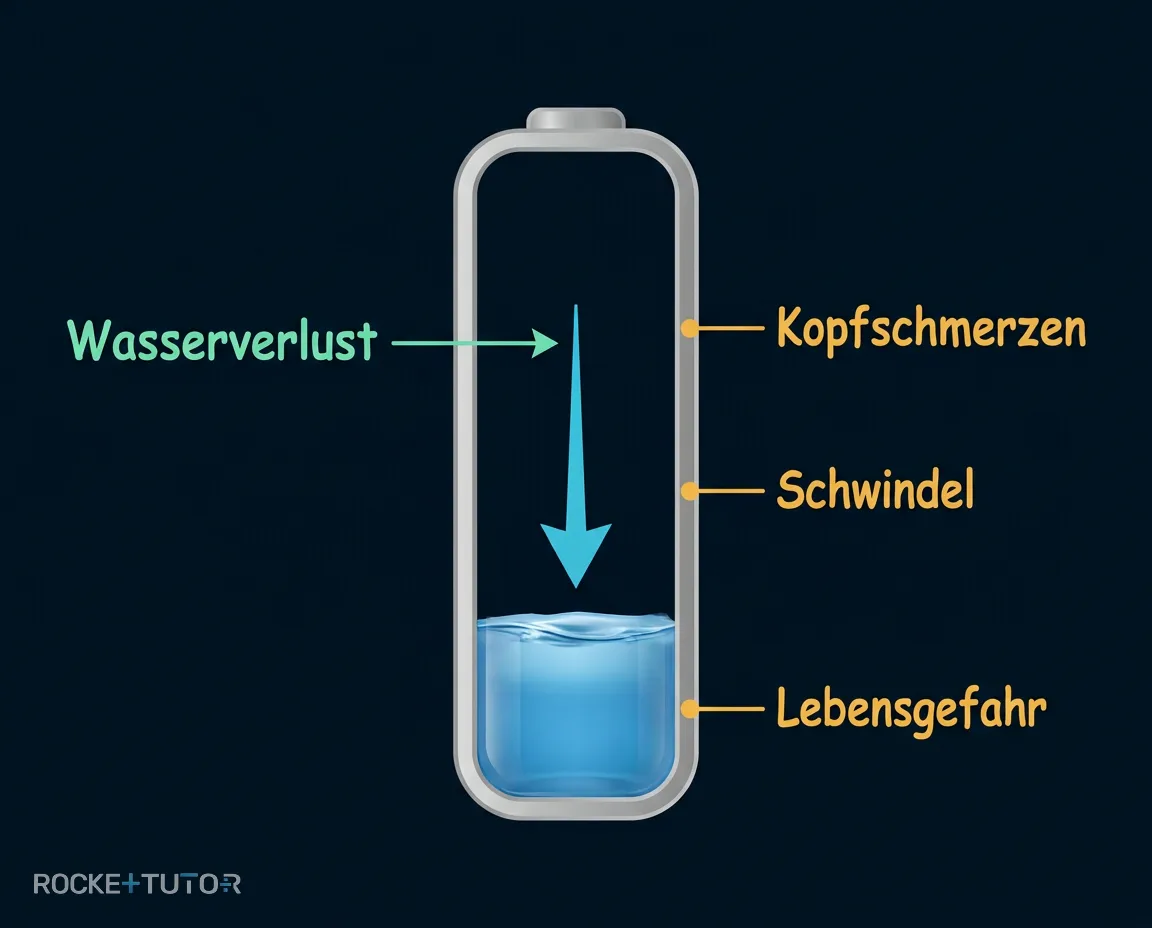 Kopfschmerzen und Erschöpfung bei Wassermangel