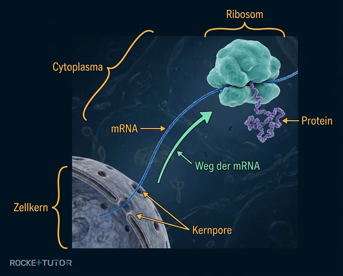 Ribosom liest mRNA und baut Protein