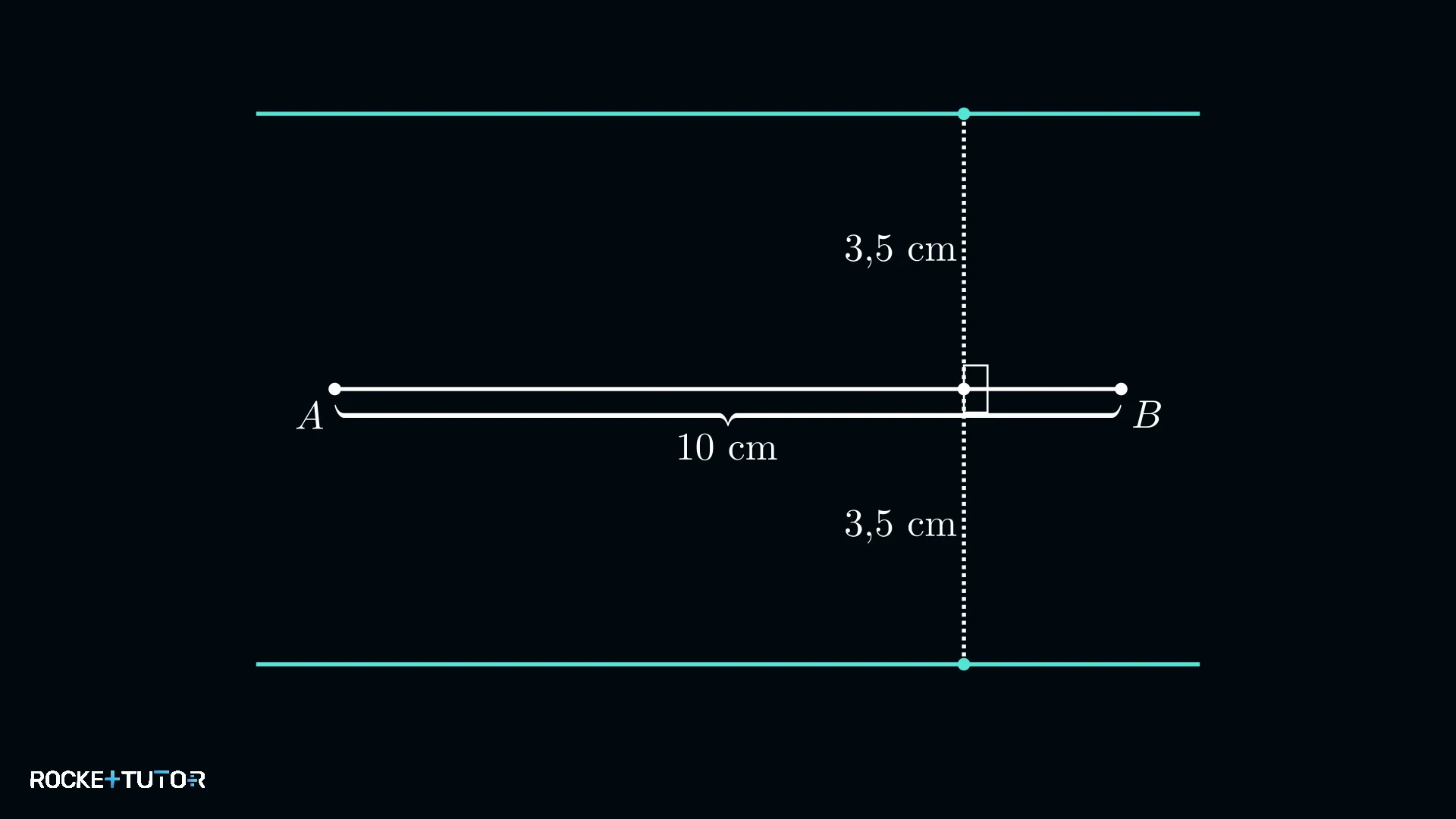 Zwei Parallelen im Abstand 3,5 cm als Ortslinie