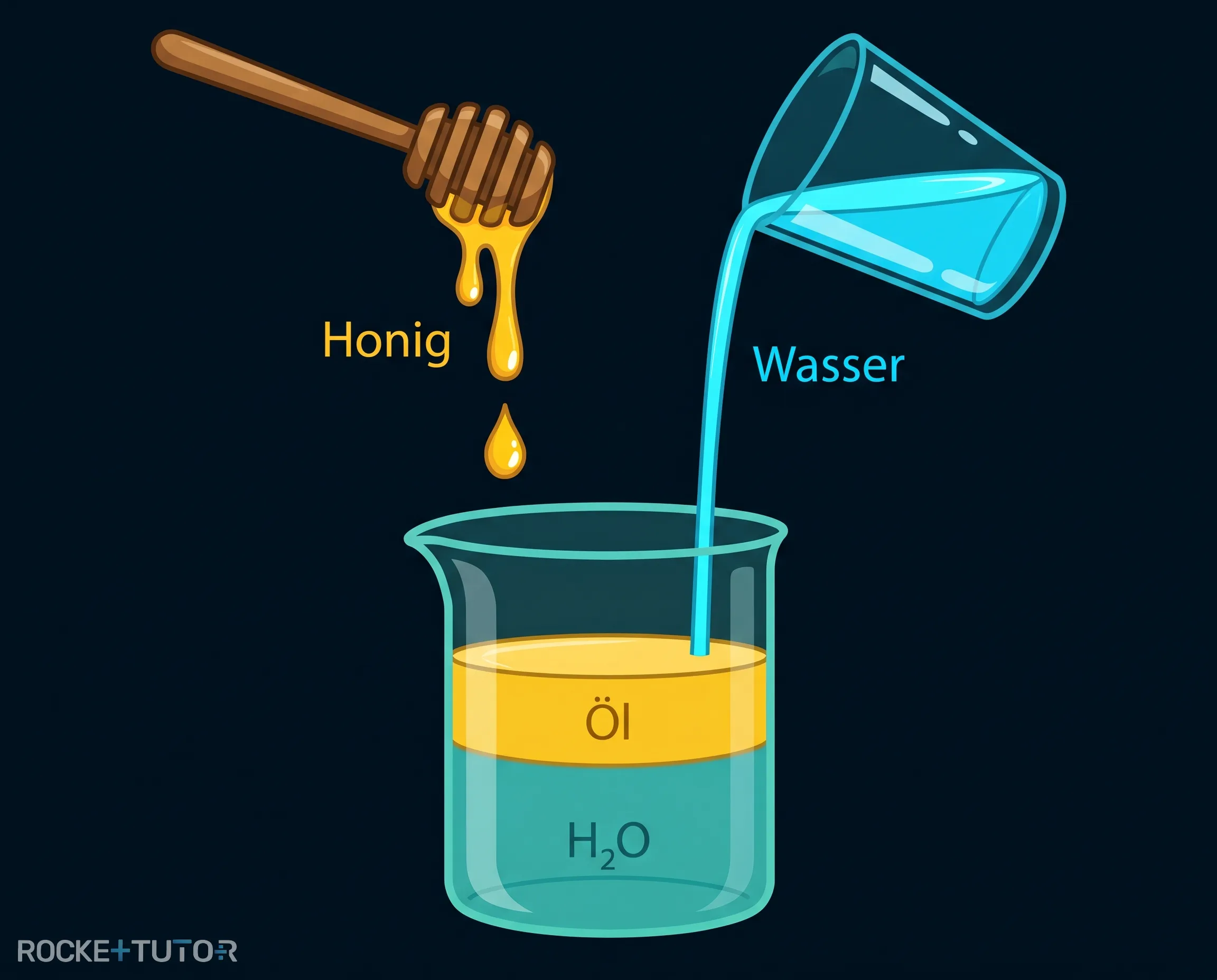 Vergleich von Honig und Wasser