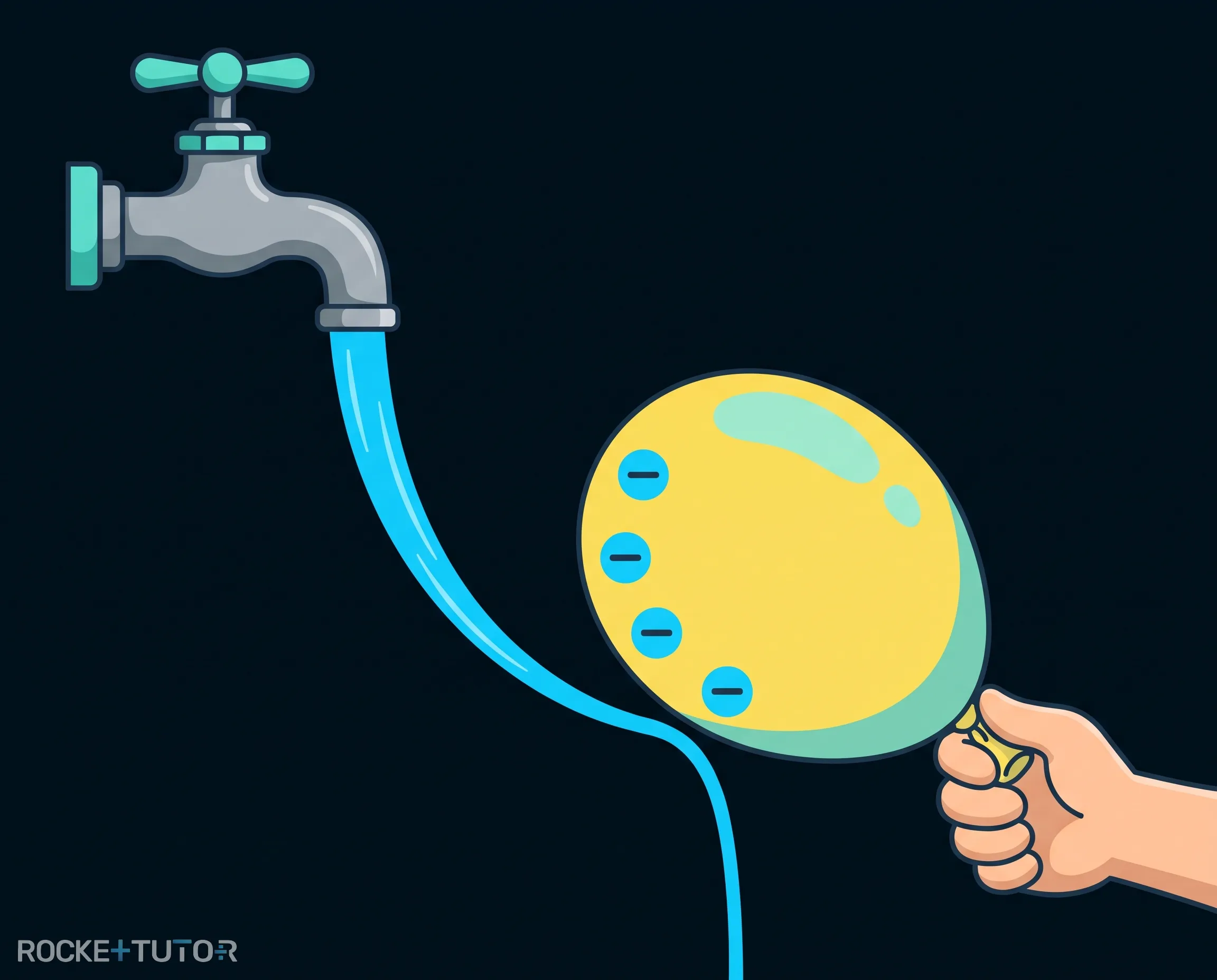 Wasserstrahl wird vom Ballon abgelenkt