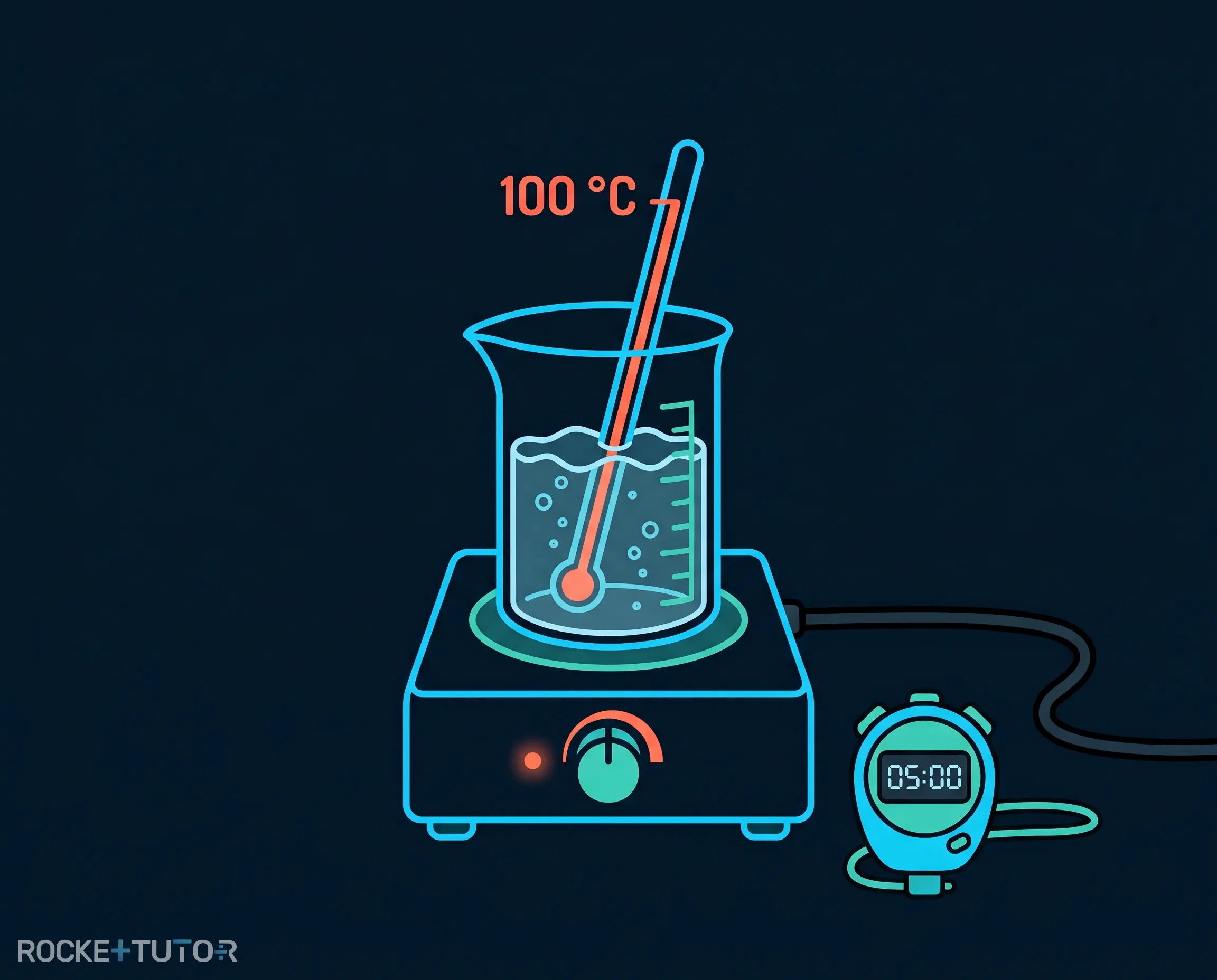 Experimentaufbau mit Becherglas und Thermometer