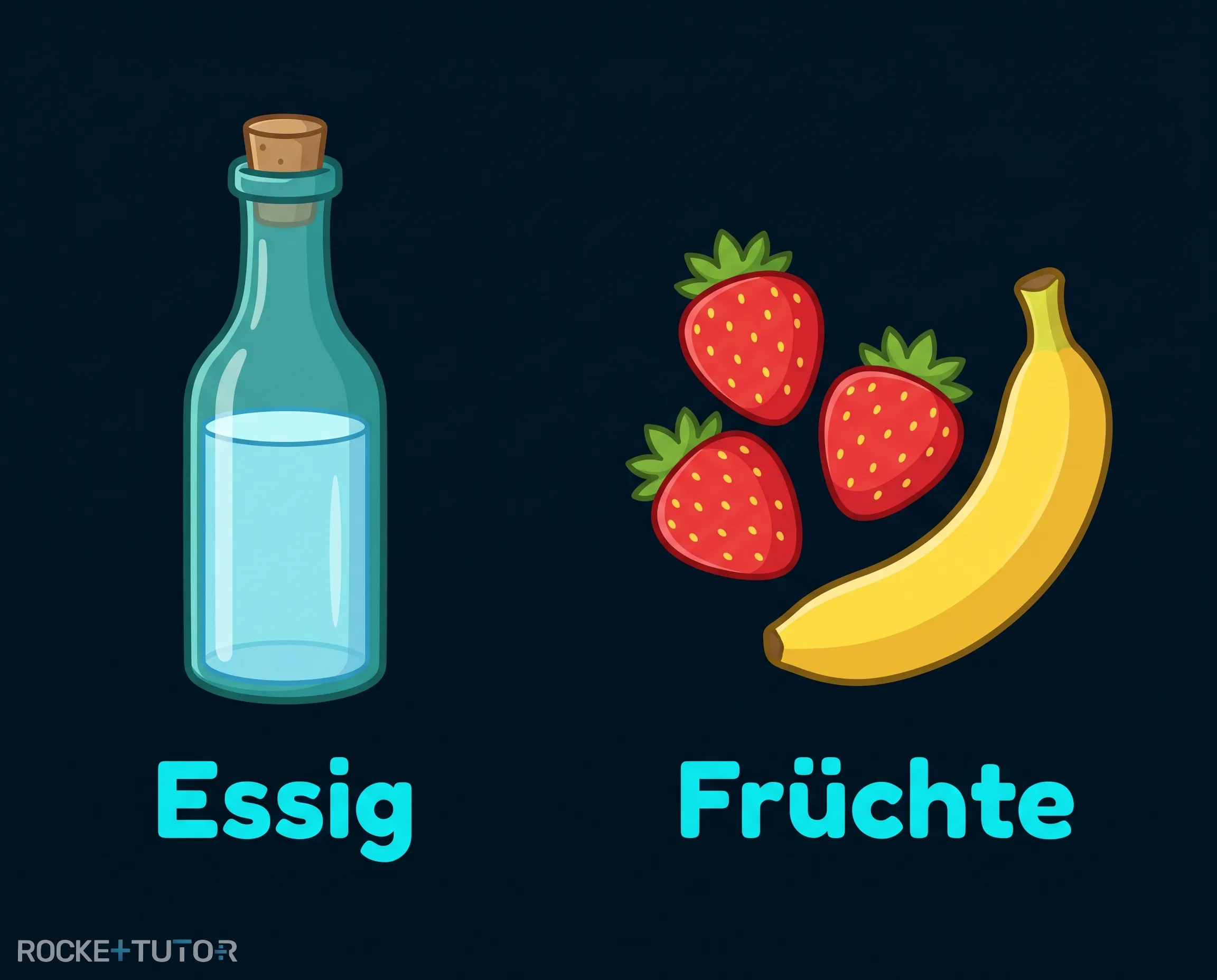 Strukturformeln von Essigsäure und Fruchtestern
