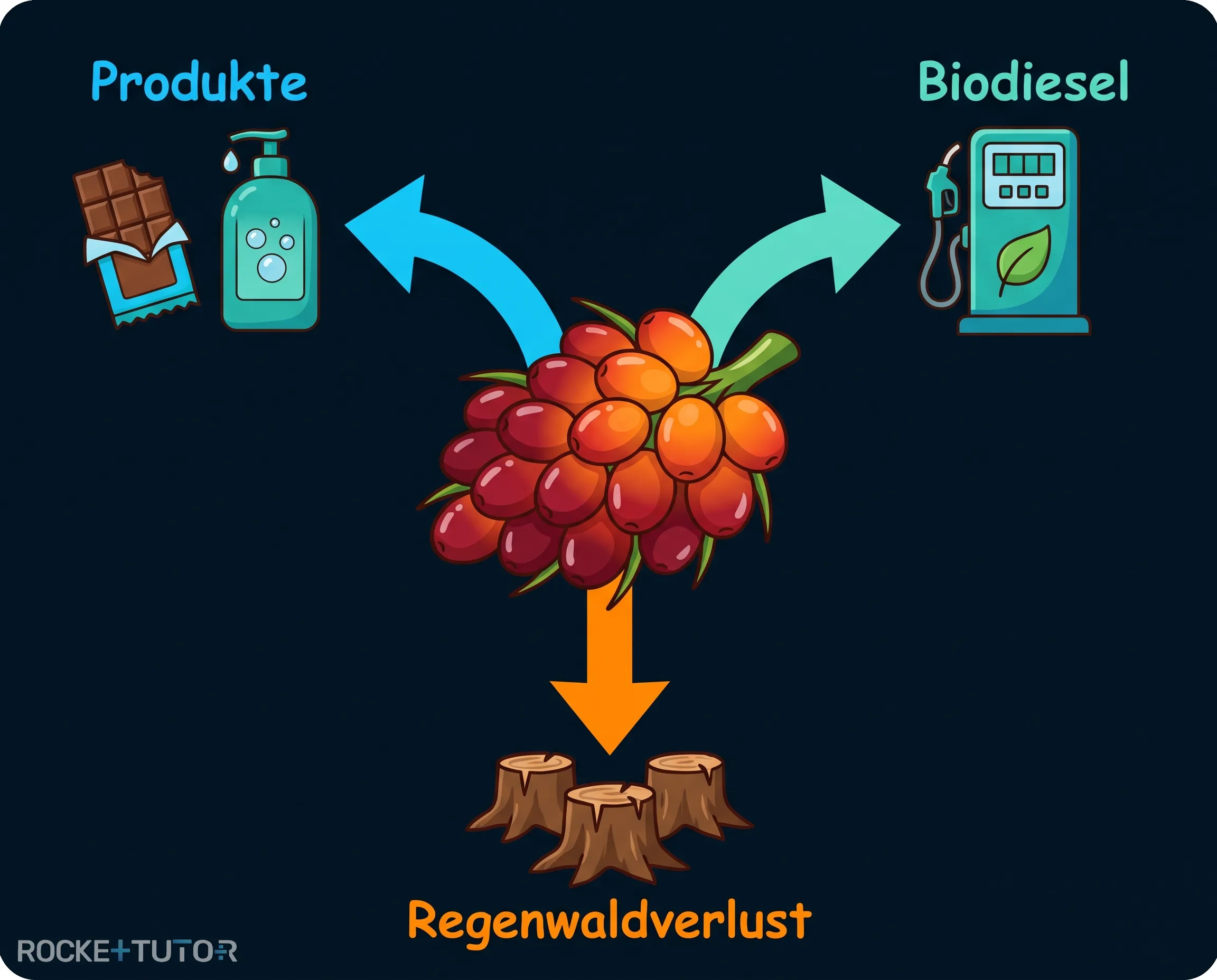 Palmölplantage und gerodeter Regenwald