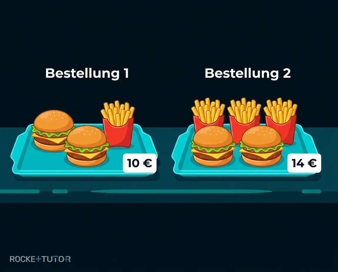Burger und Pommes Gleichungssystem