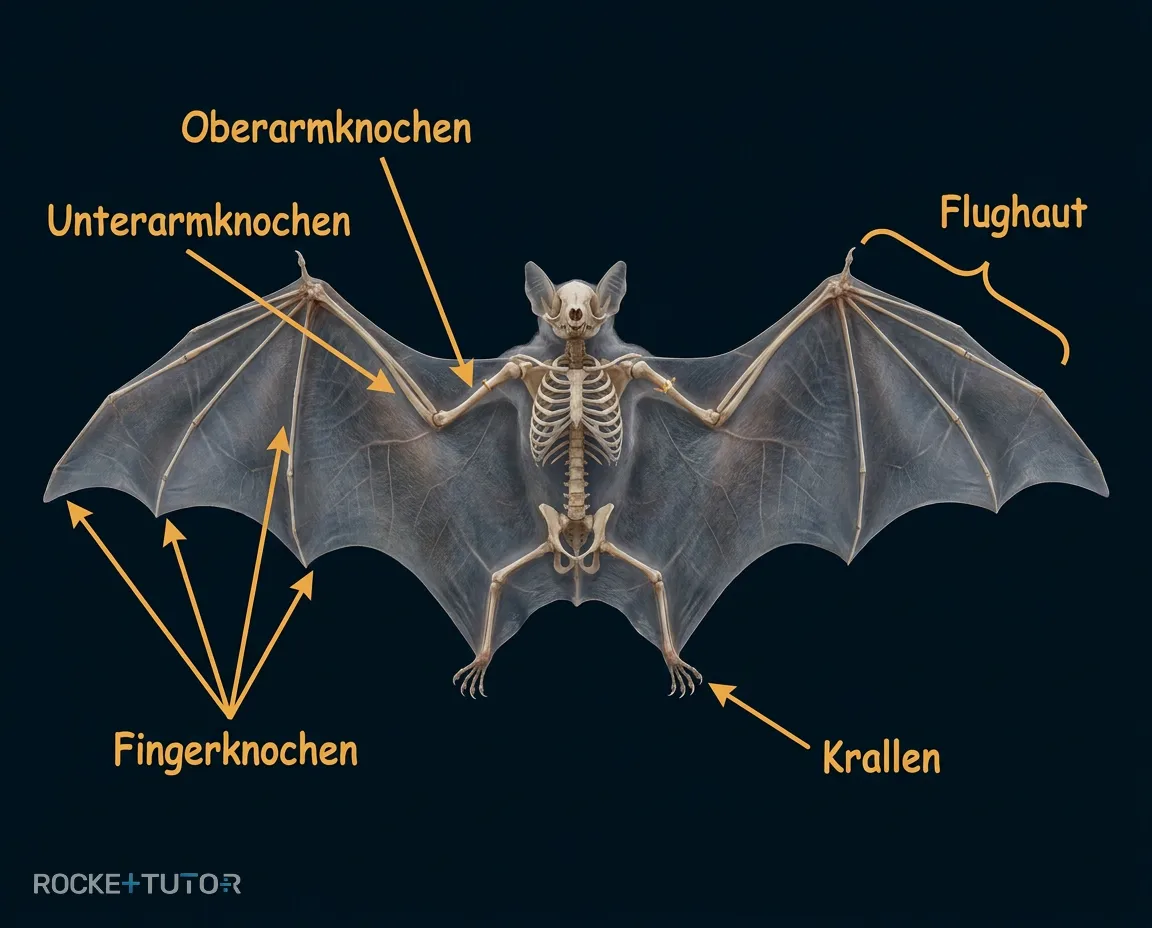 Fledermaus mit aufgespannter Flughaut