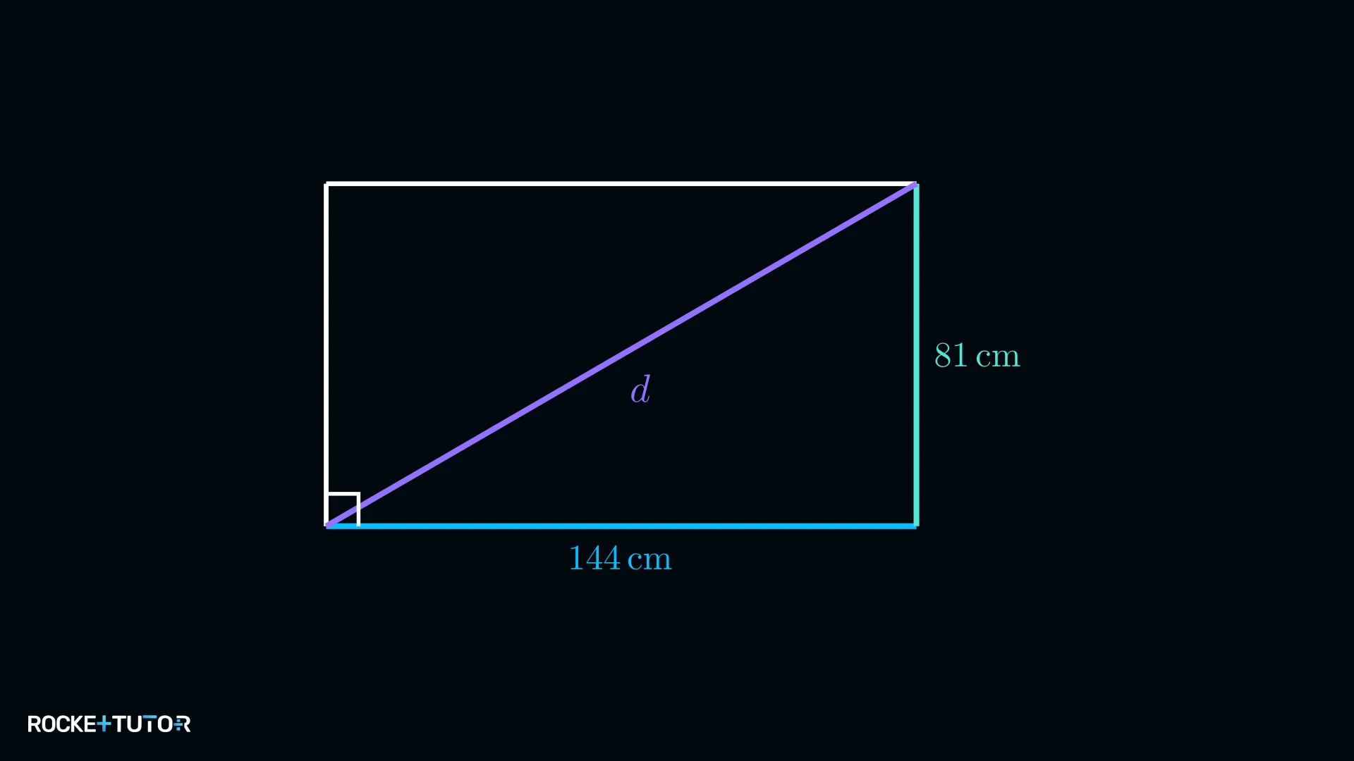 Fernseher-Rechteck mit Diagonale als Hypotenuse