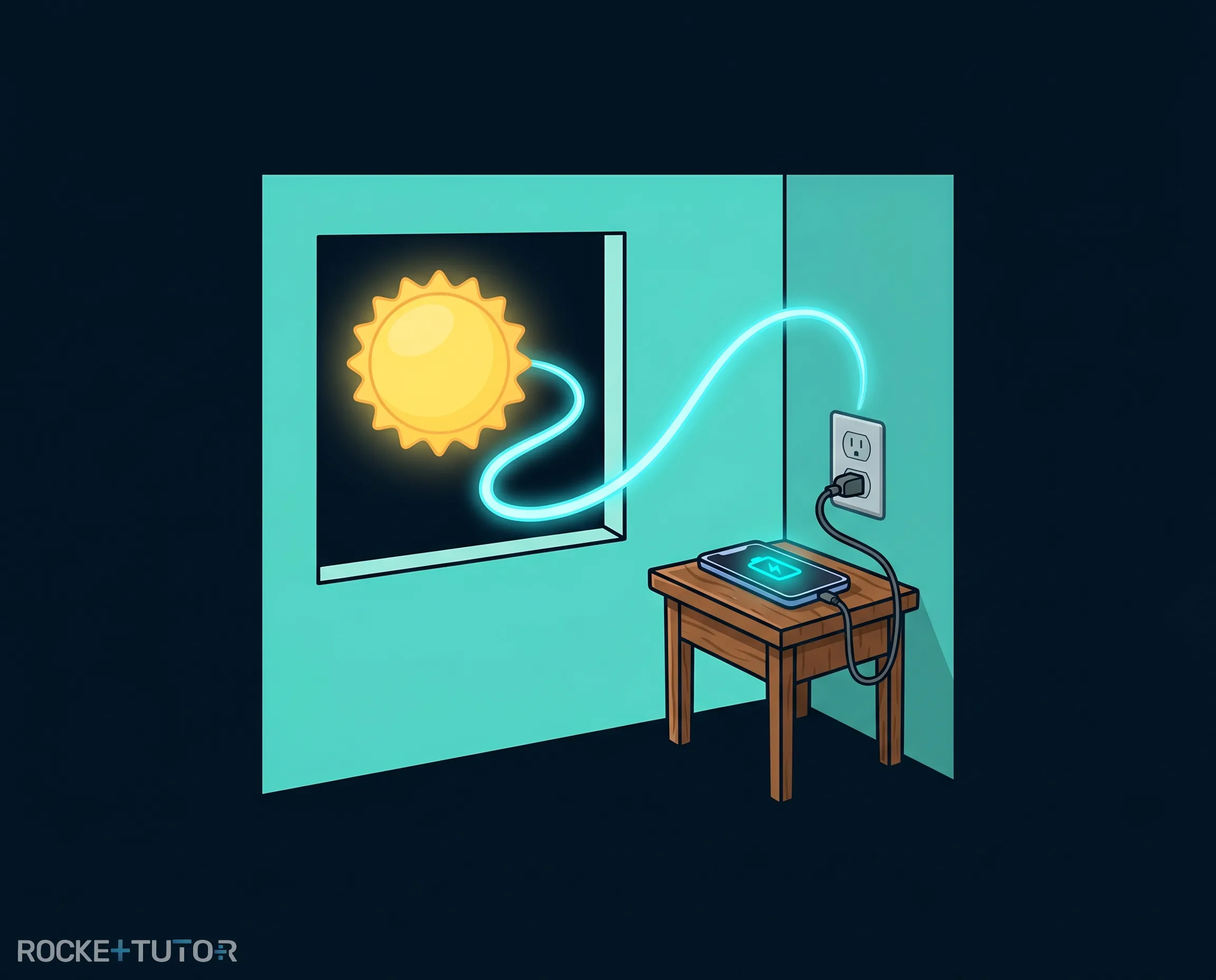 Smartphone wird durch Sonne geladen