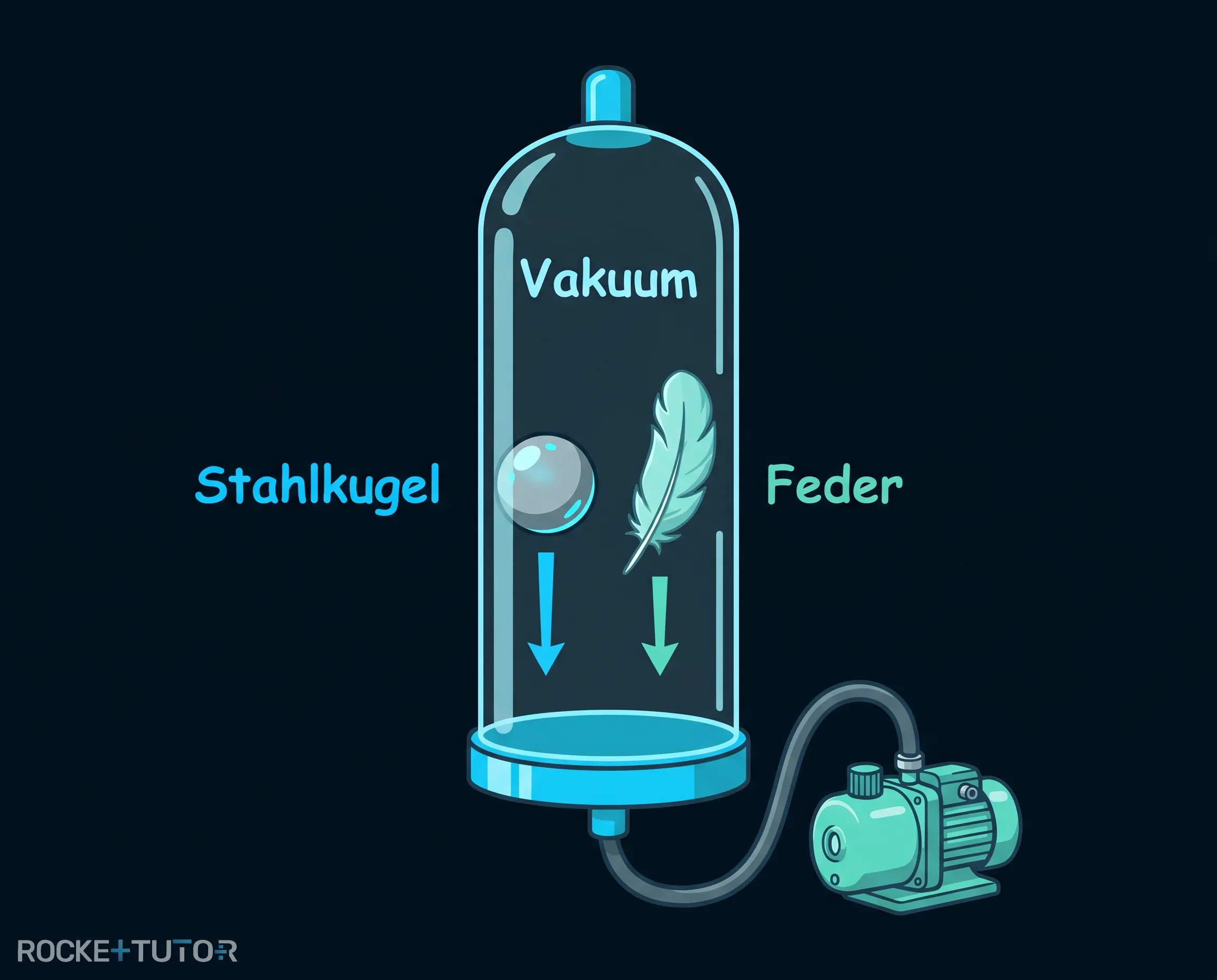 Stahlkugel und Feder im Vakuum