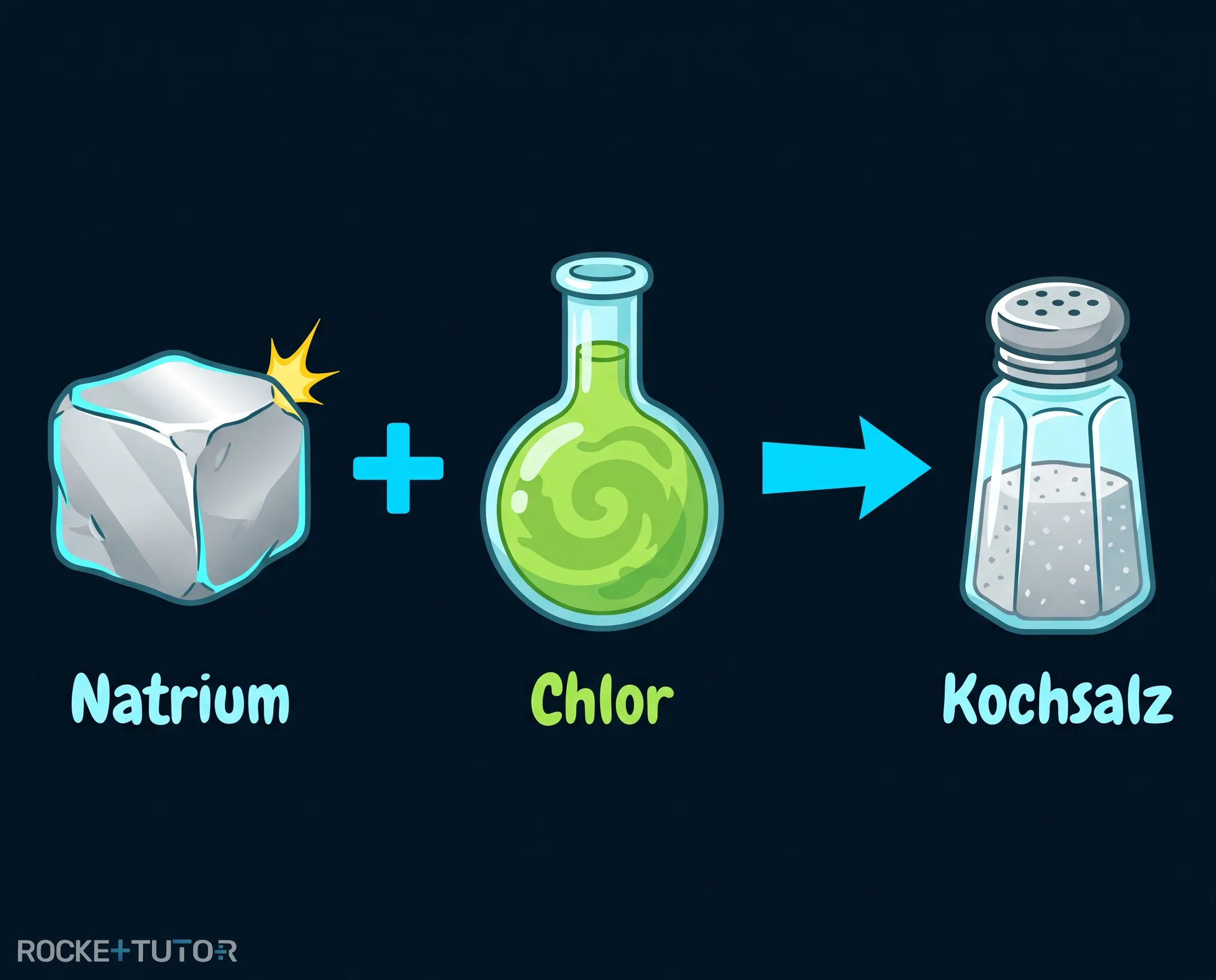 Natrium und Chlor reagieren