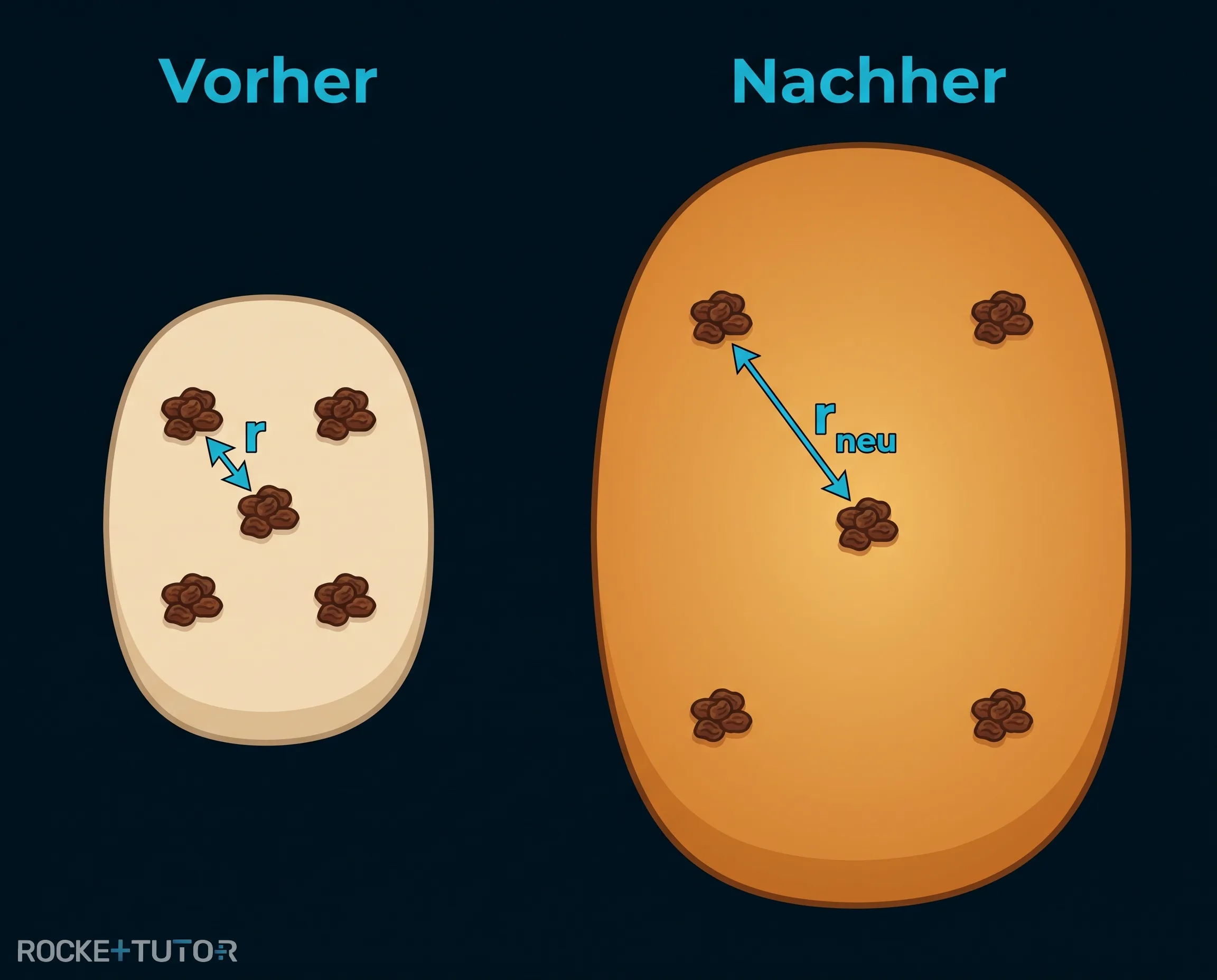Ausdehnender Rosinenkuchen im Ofen